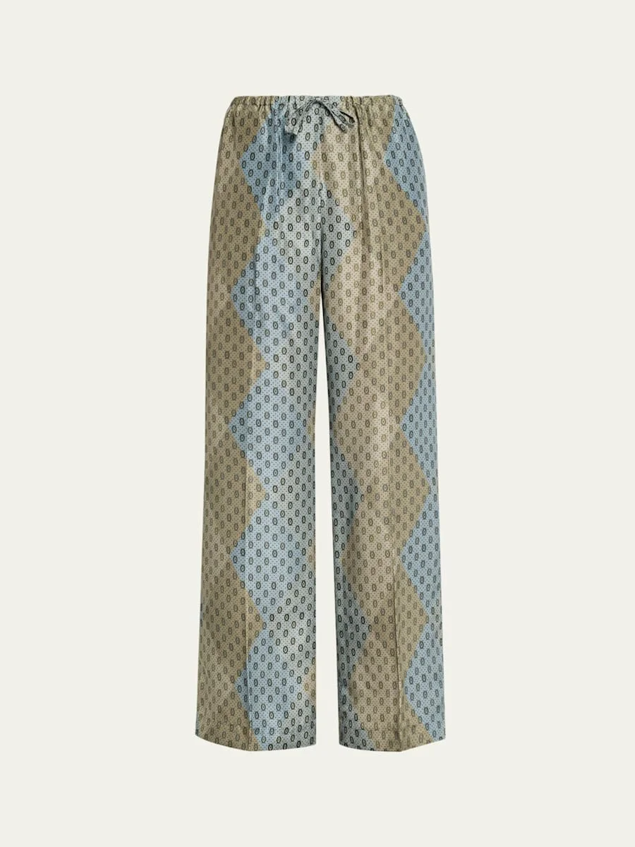 Puvis Silk Relaxed Drawstring Pants - 1