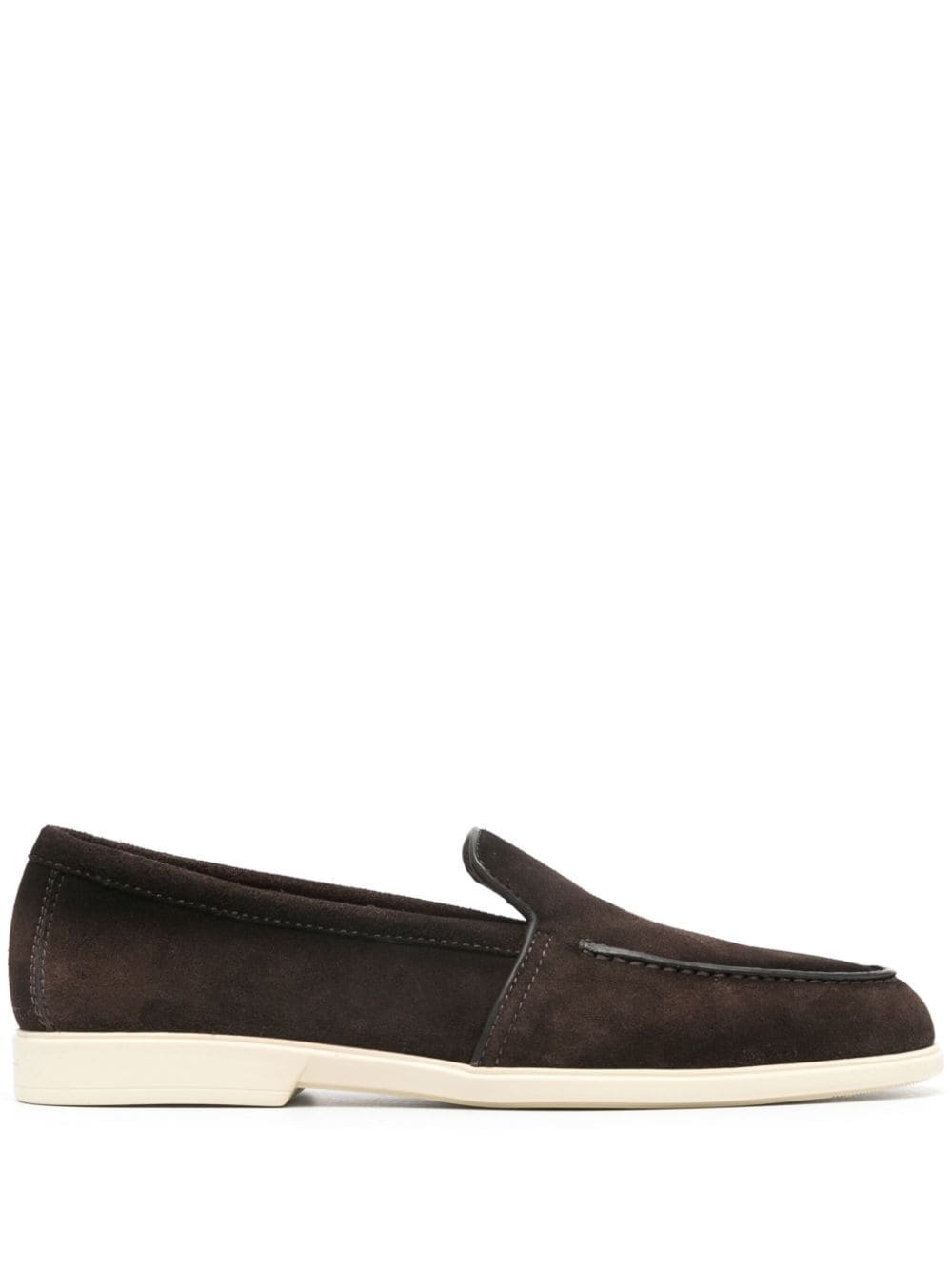 round-toe suede loafers - 1