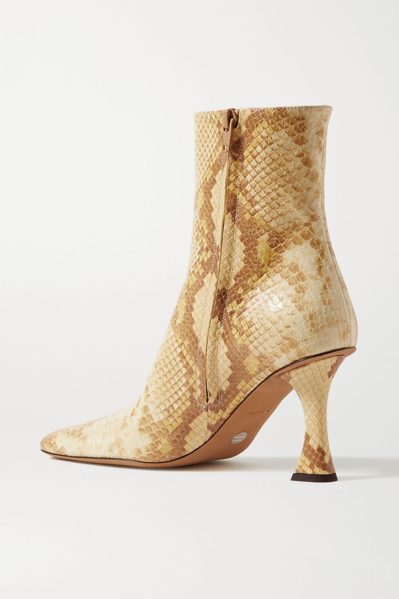 Snake-effect leather ankle boots - 3