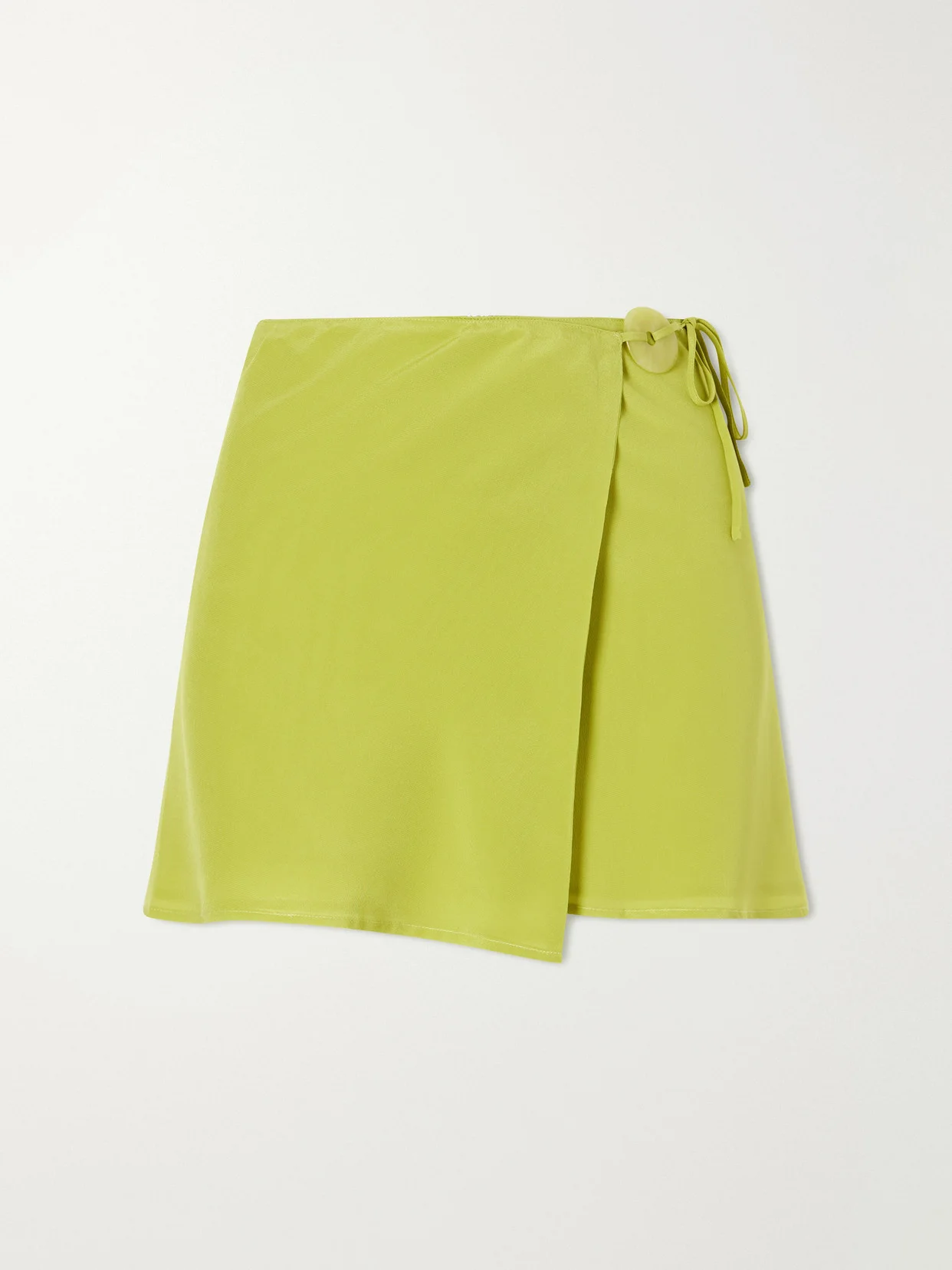 Jade-embellished Silk-crepe Wrap Mini Skirt - 1