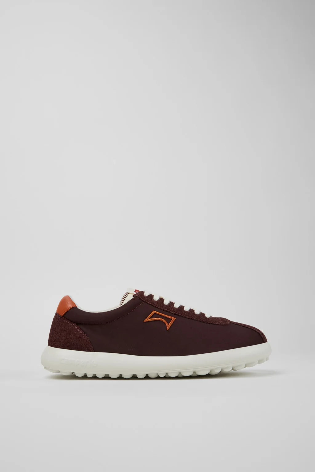 Burgundy Textile and Nubuck Sneakers for Men. - 1