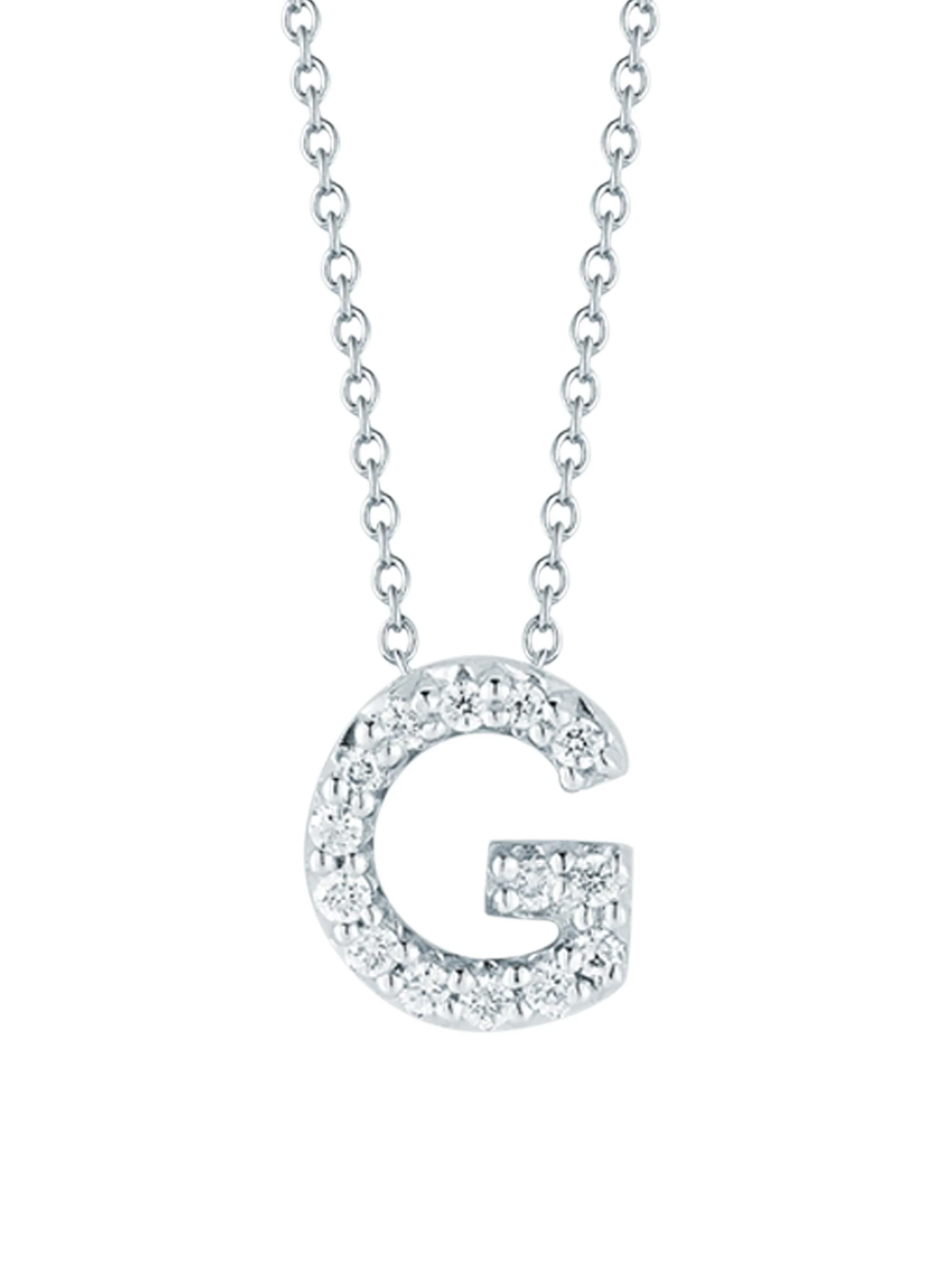 Women's Tiny Treasures 0.08 TCW Diamond & 18K White Gold Initial Necklace - Initial G - 1