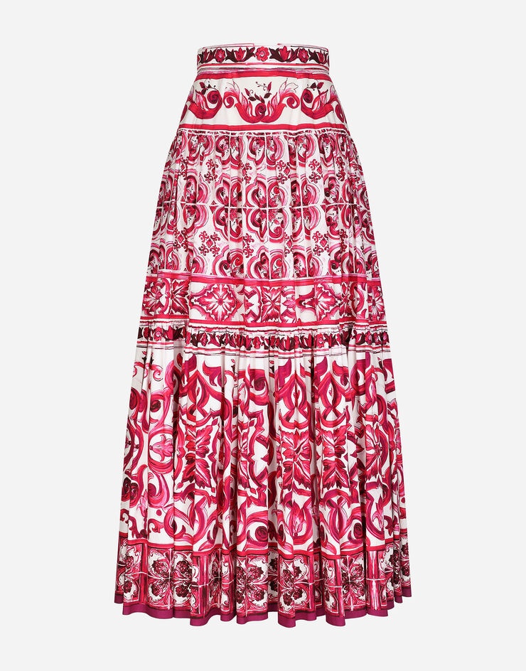 Long Majolica-print poplin skirt - 1