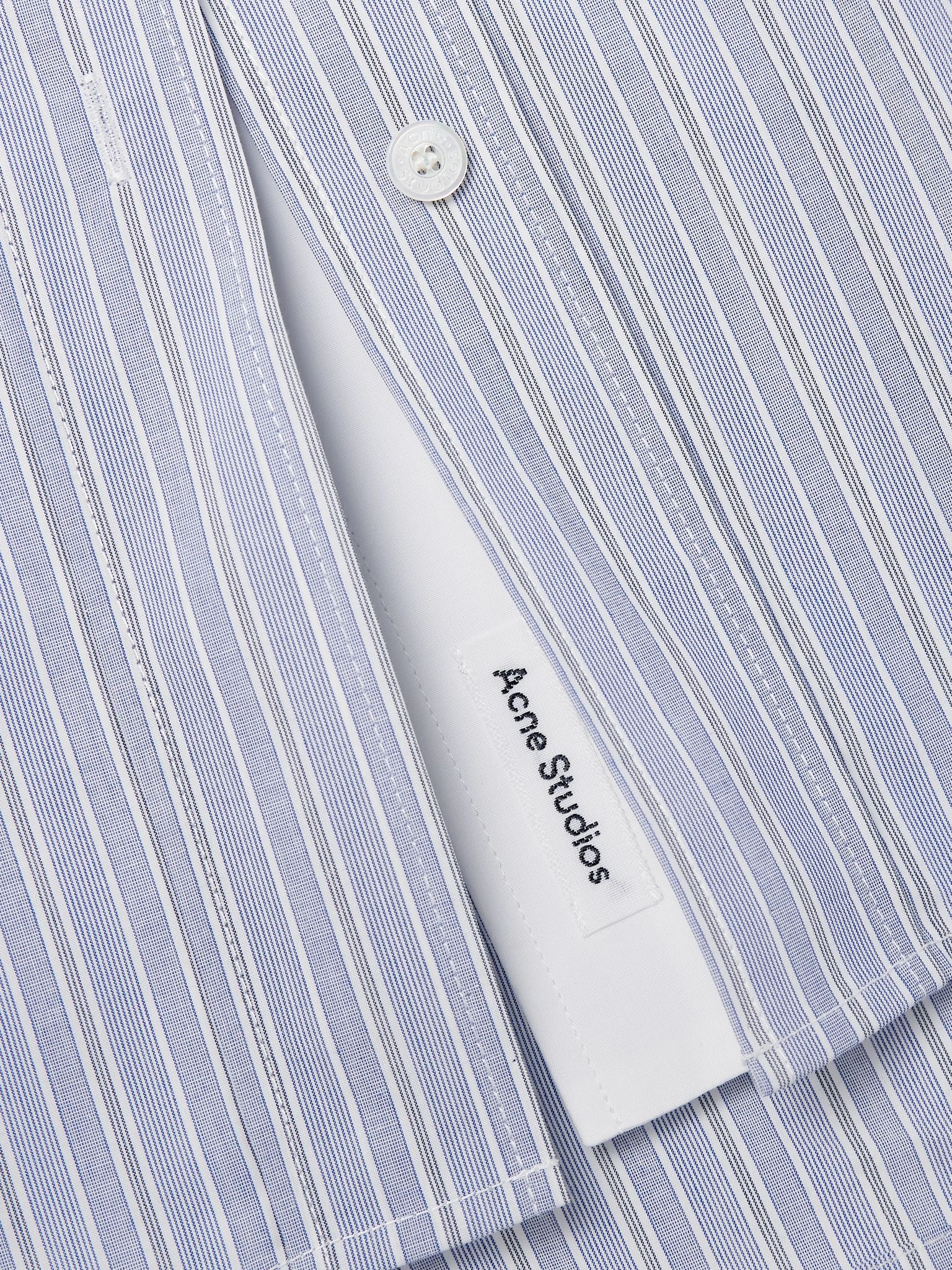Layered striped organic cotton-poplin shirt Light blue - 4