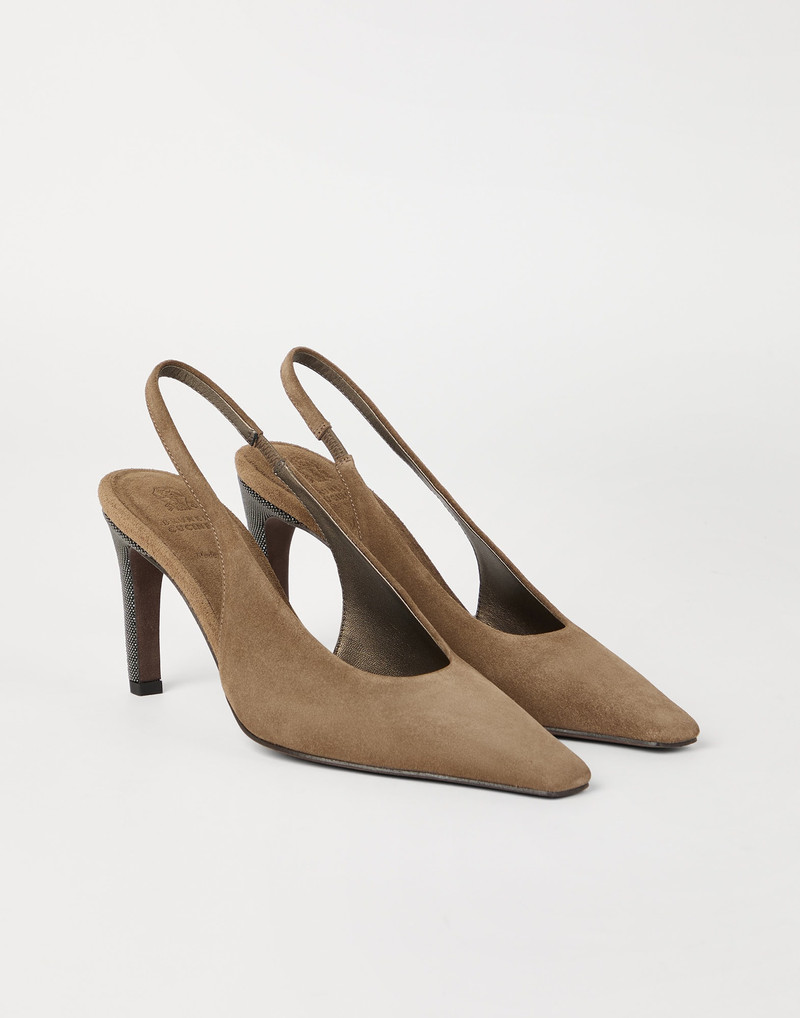 Suede slingbacks with precious heels 1