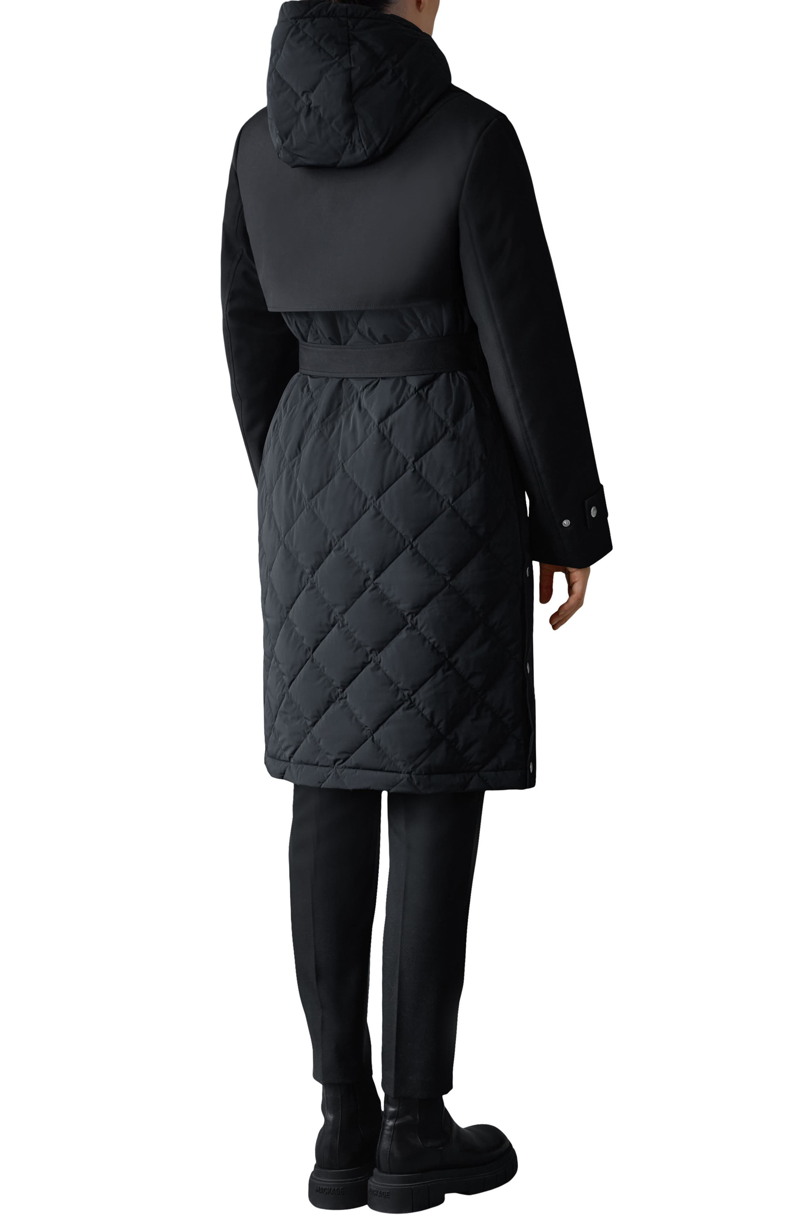 Mackage Siobhan Down Trench Coat with Removable Bib in Black at Nordstrom - 2