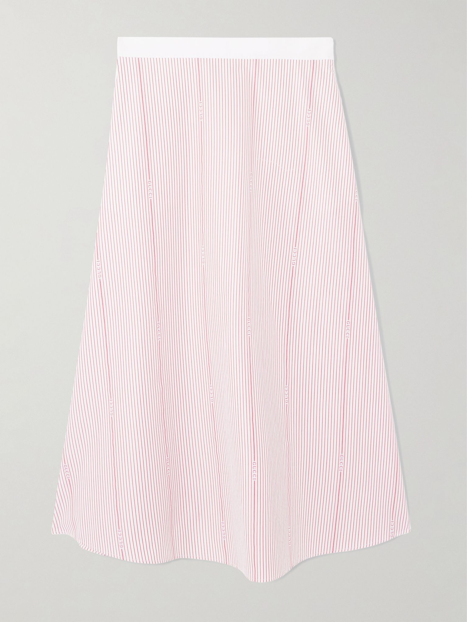 Striped cotton-poplin midi skirt Pink - 1