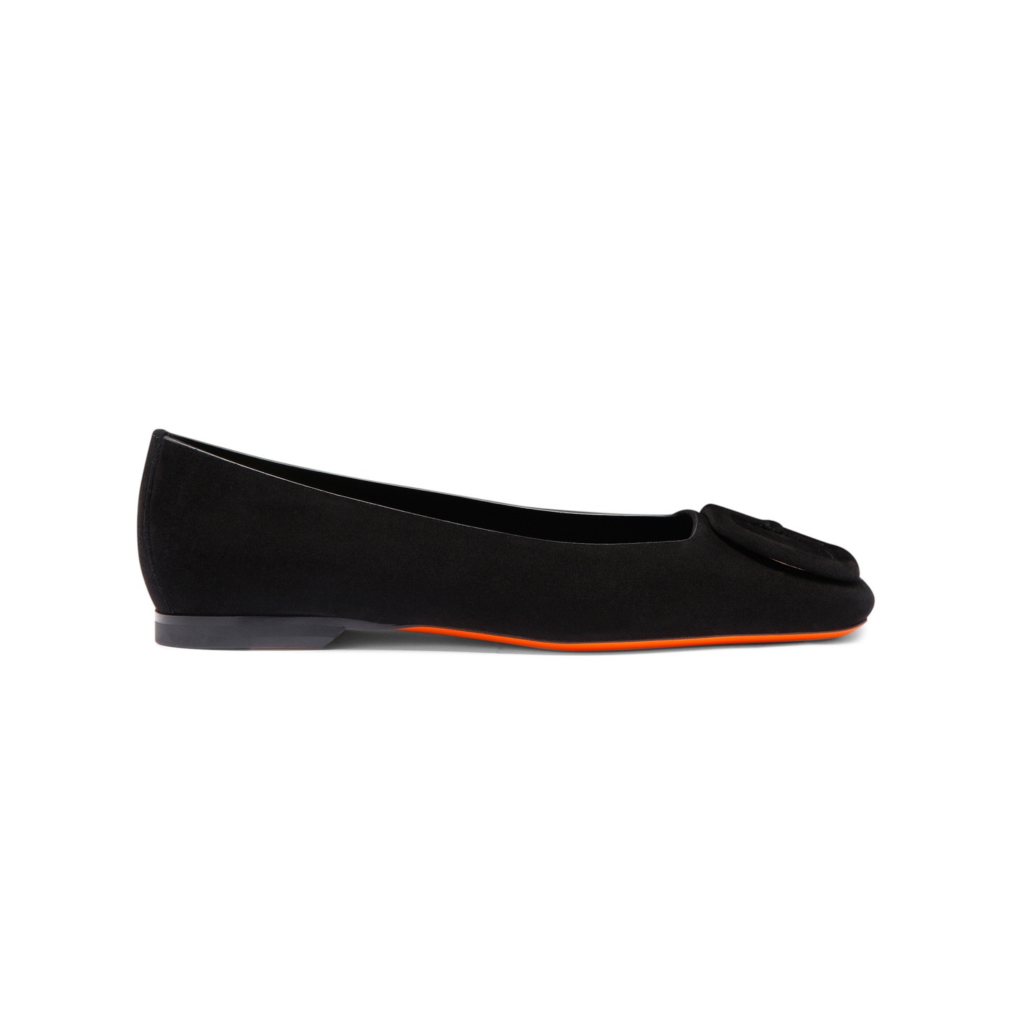 Women's black suede ballet flat - 1