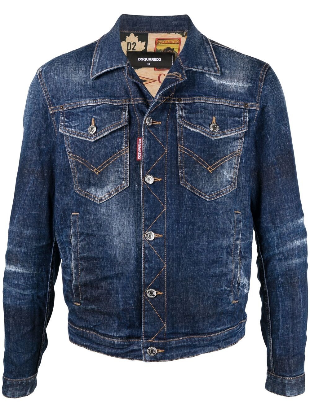 distressed-effect denim jacket - 1