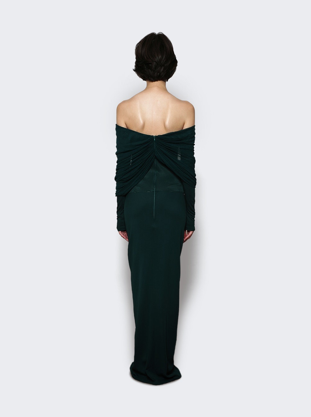 Sonora Veiled Ruched Dress Evergreen - 5