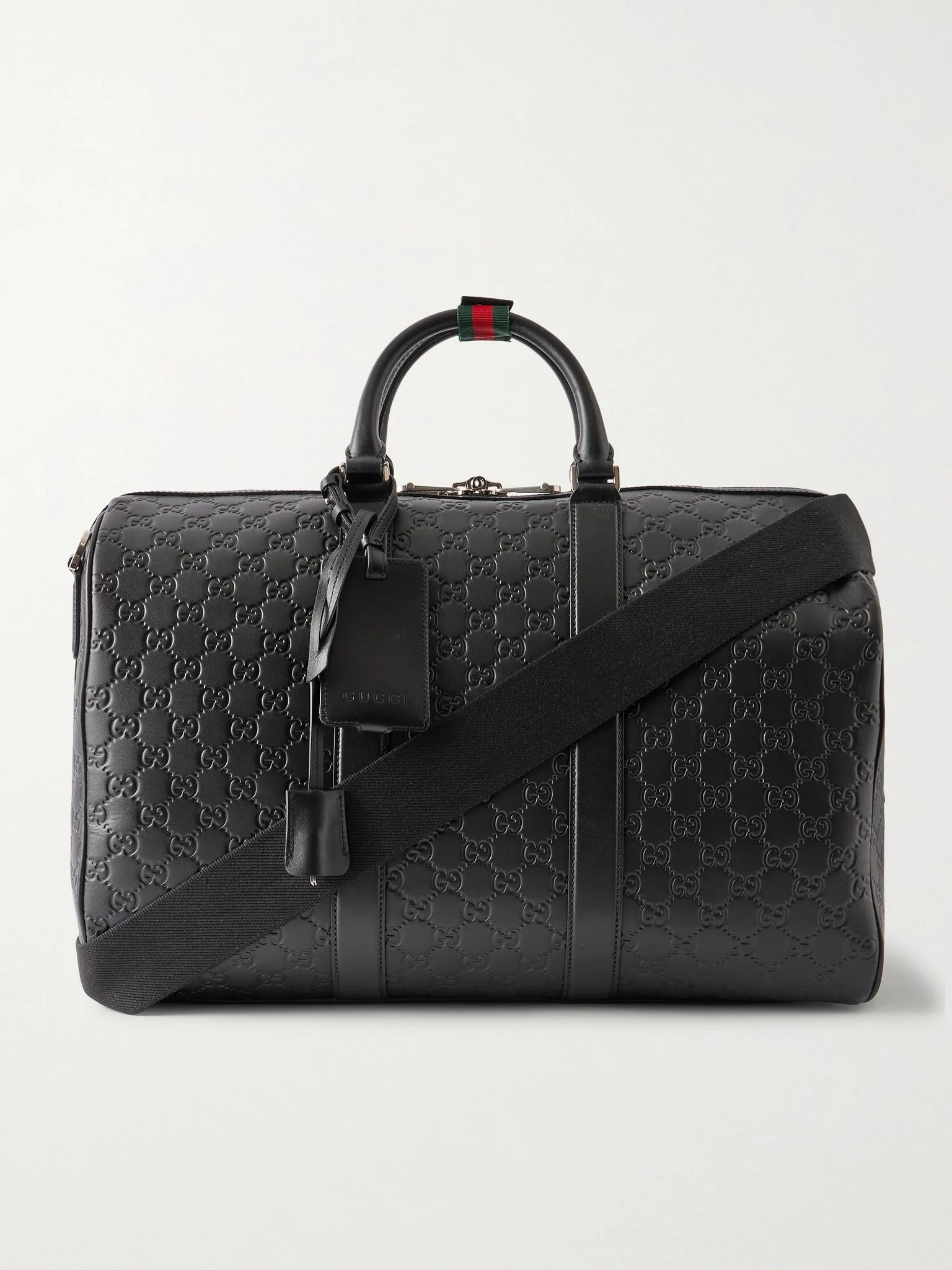 Arabella Monogrammed Leather Duffle Bag Black - 1