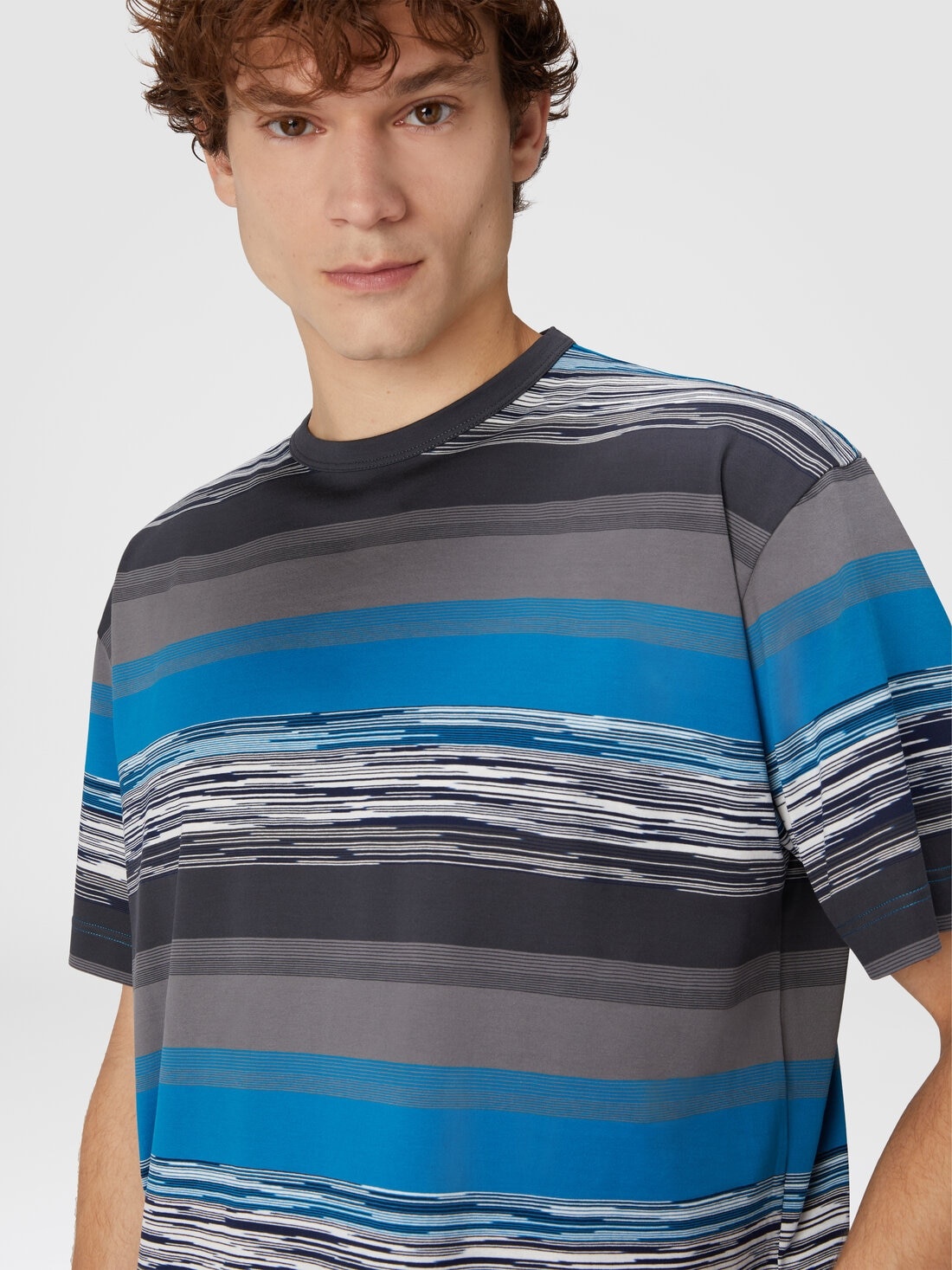 Striped cotton jersey T-shirt with logo - 5