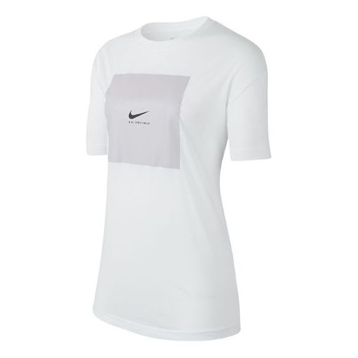 (WMNS) Nike Sportswear Alphabet logo Short Sleeve 'White' CK4381-100 - 1