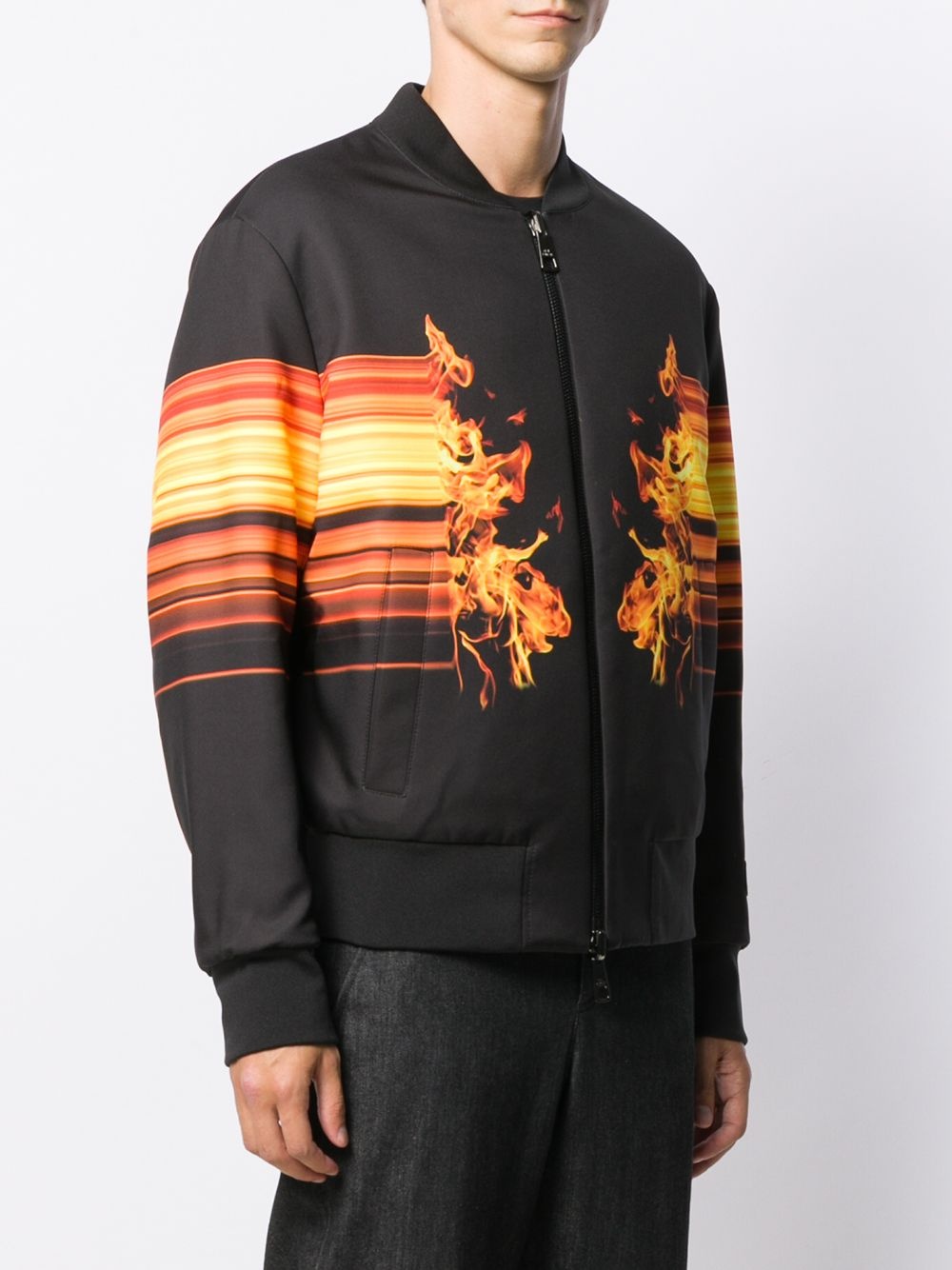 flame print bomber jacket - 3