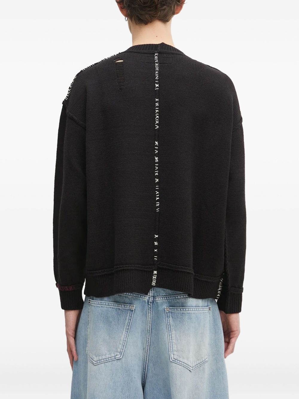 distressed-detail crew-neck jumper - 3