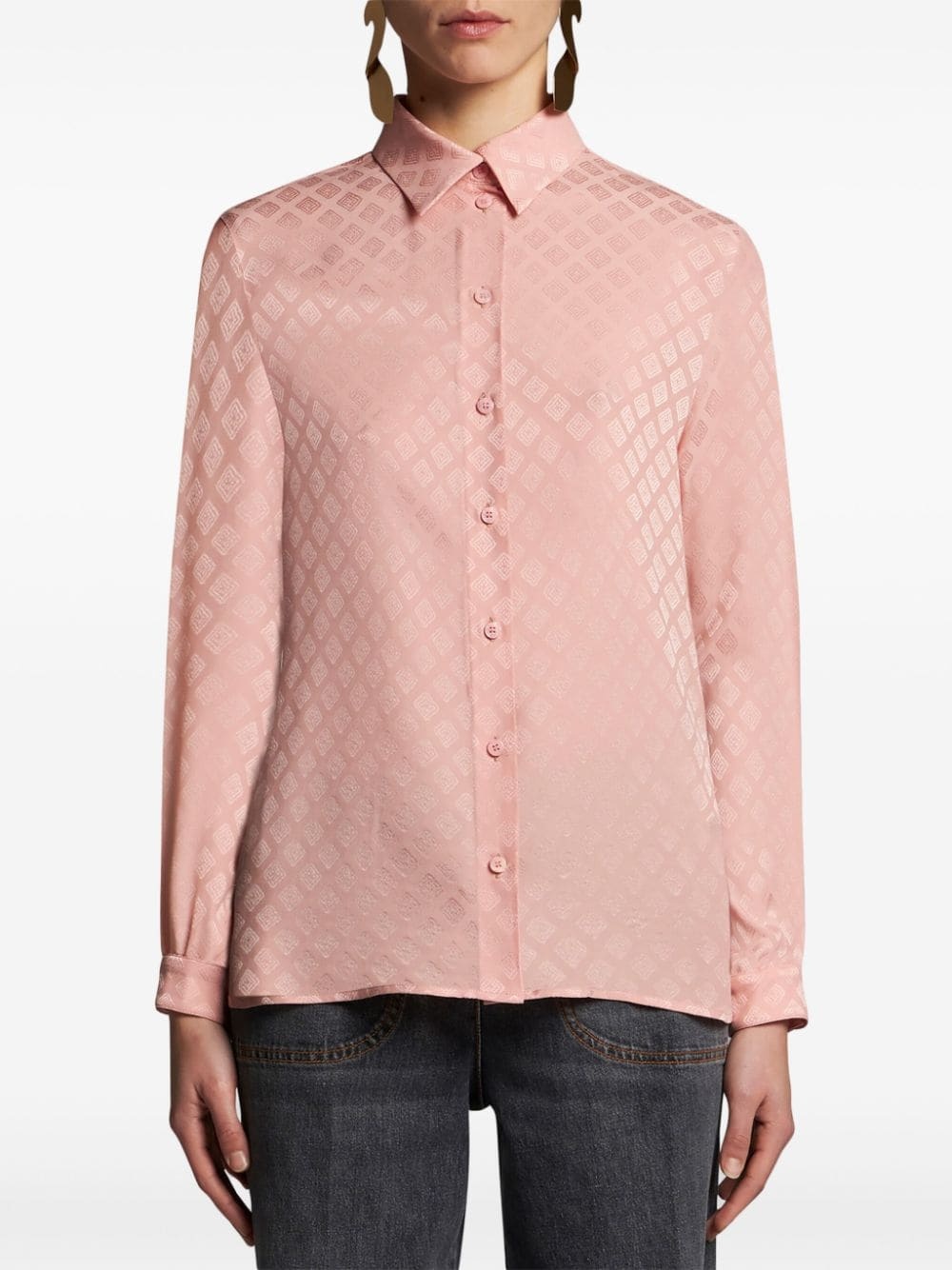 patterned silk-jacquard shirt - 3