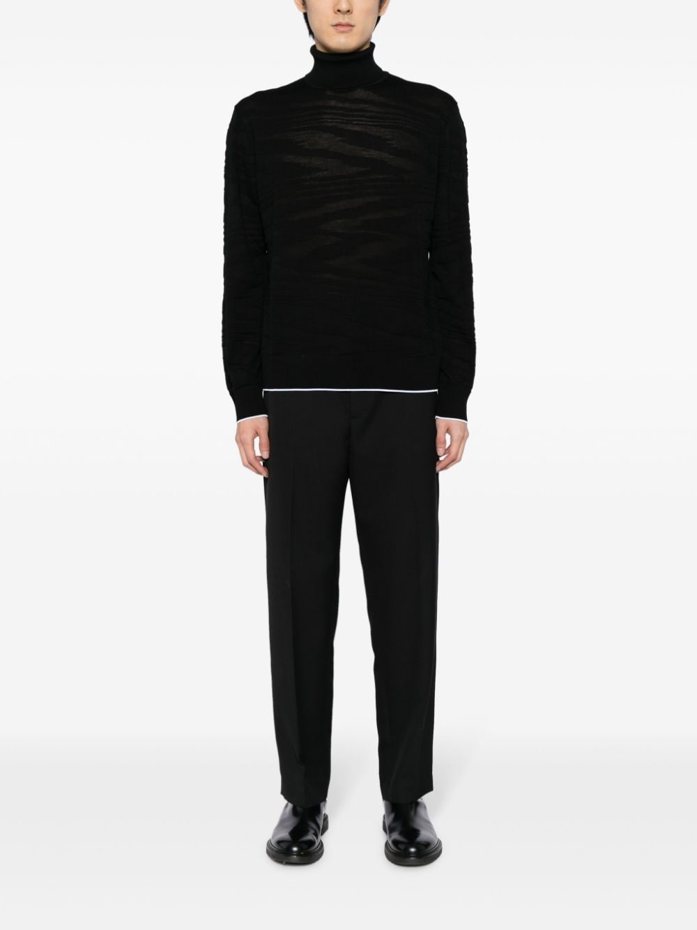 contrast-trim roll-neck jumper - 2