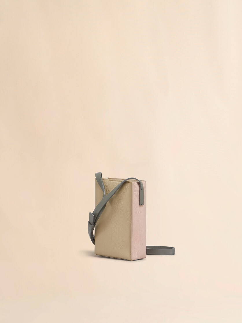 LIGHT PINK AND BEIGE LEATHER MUSEO NANO BAG WITH MARNI SYMBOL EMBROIDERY - 2