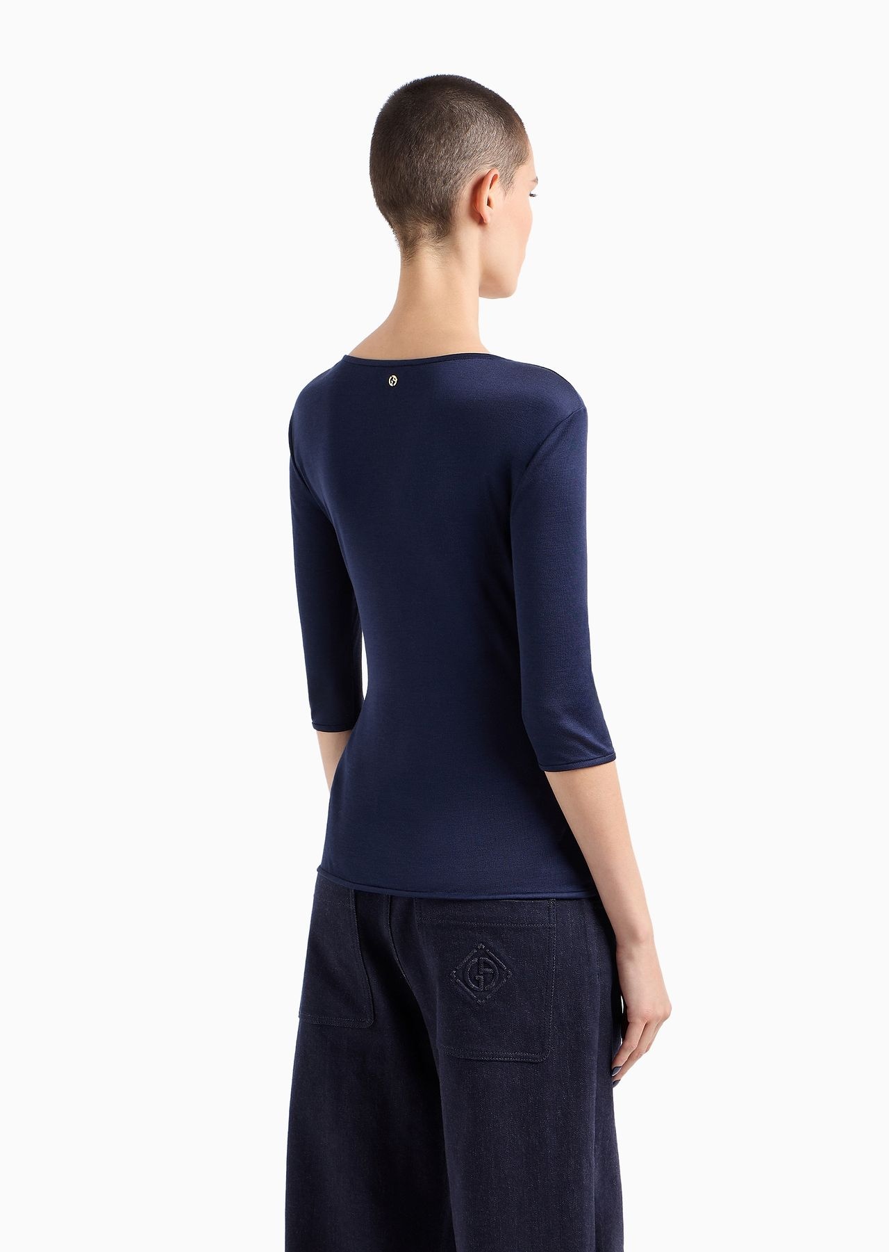 Silk-viscose jersey V-neck jumper - 3