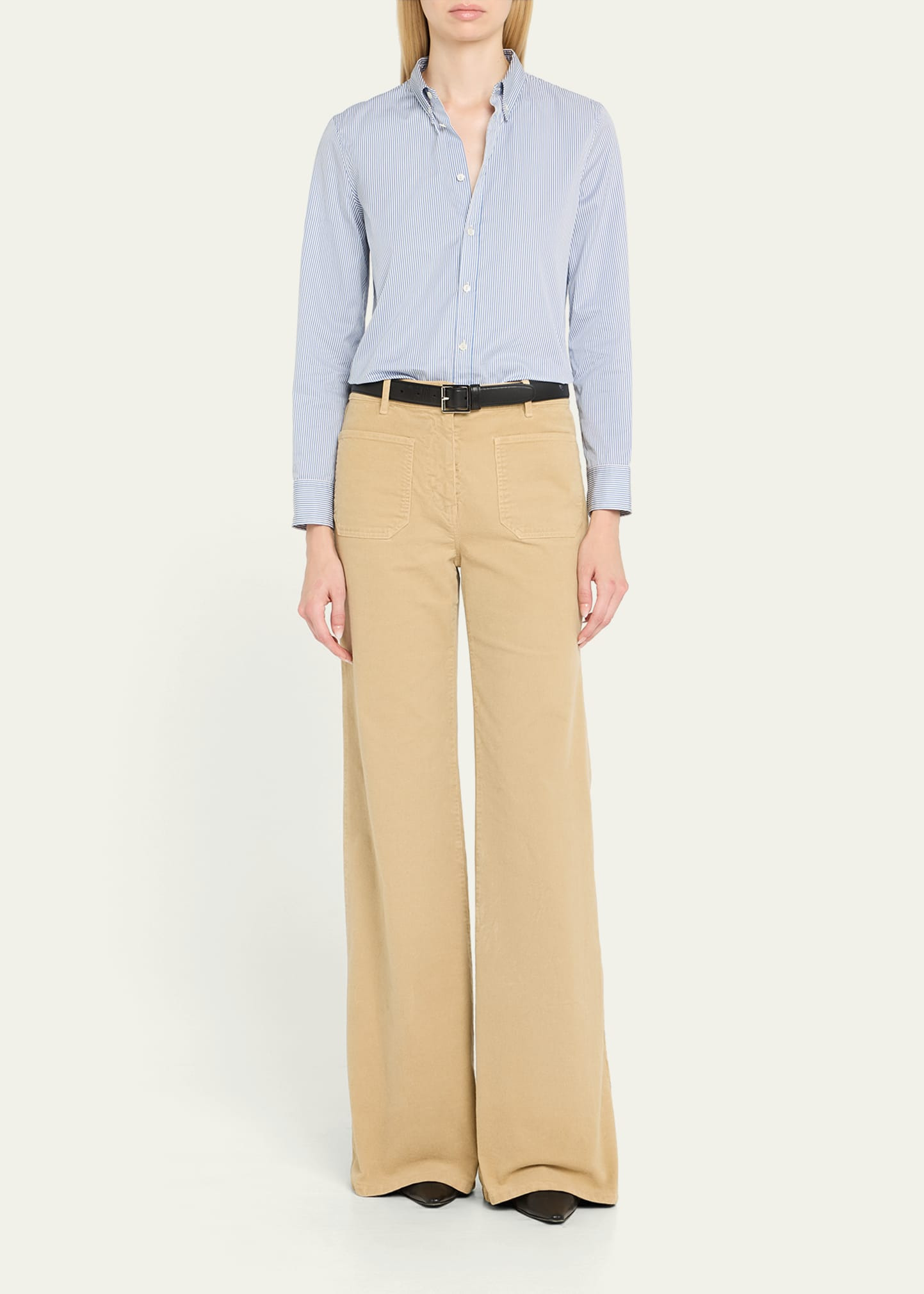 Dyllan Striped Shrunken Button-Down Shirt - 2