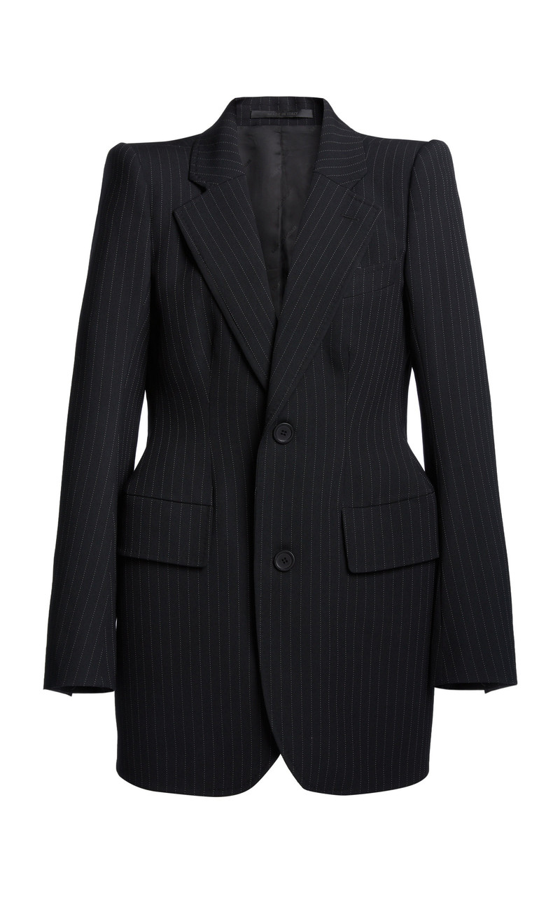 Pinstriped Twill Hourglass Jacket black - 1
