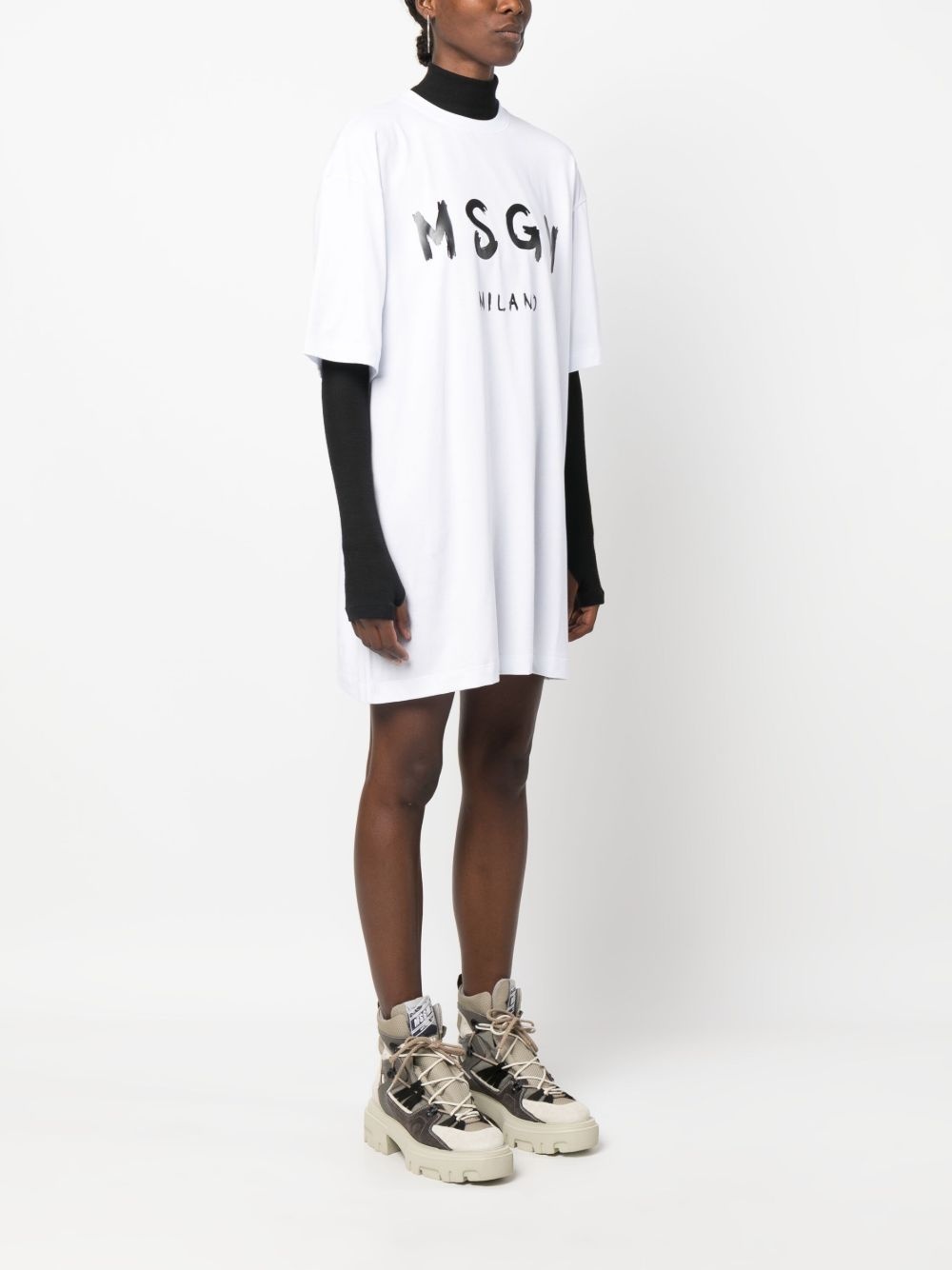 logo-print cotton T-shirt dress - 3