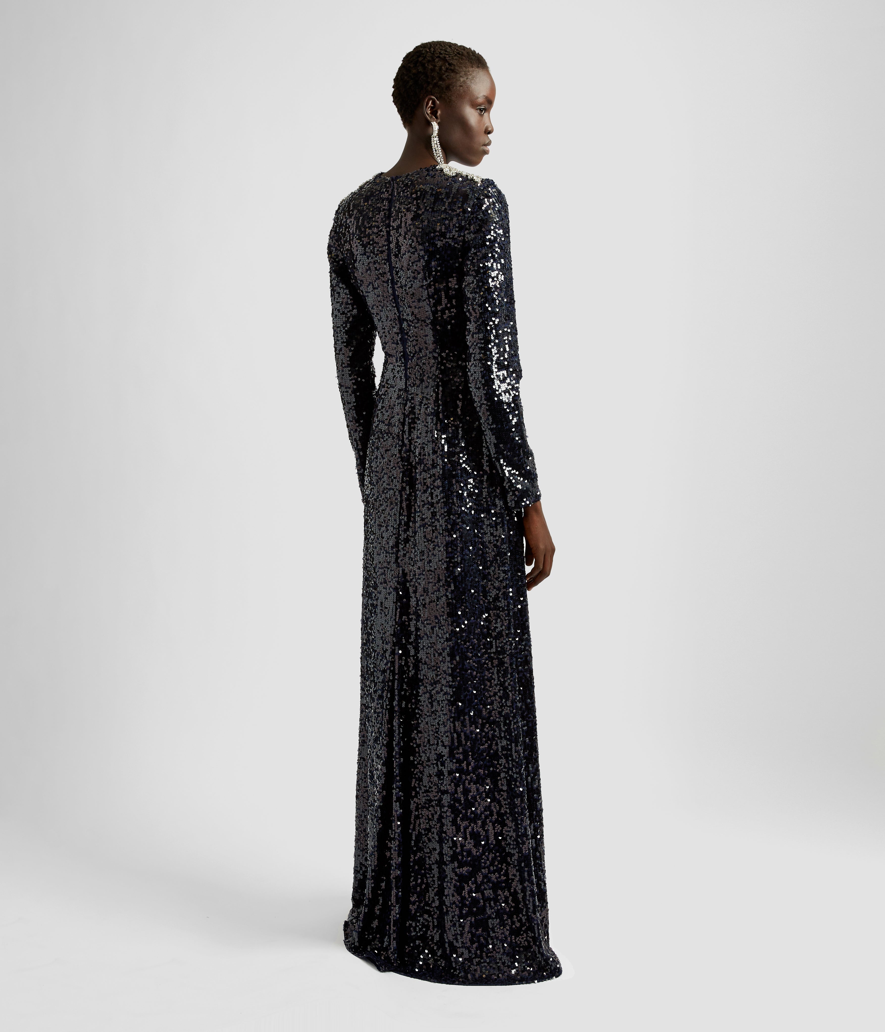 LONG SLEEVE SEQUIN GOWN - 3