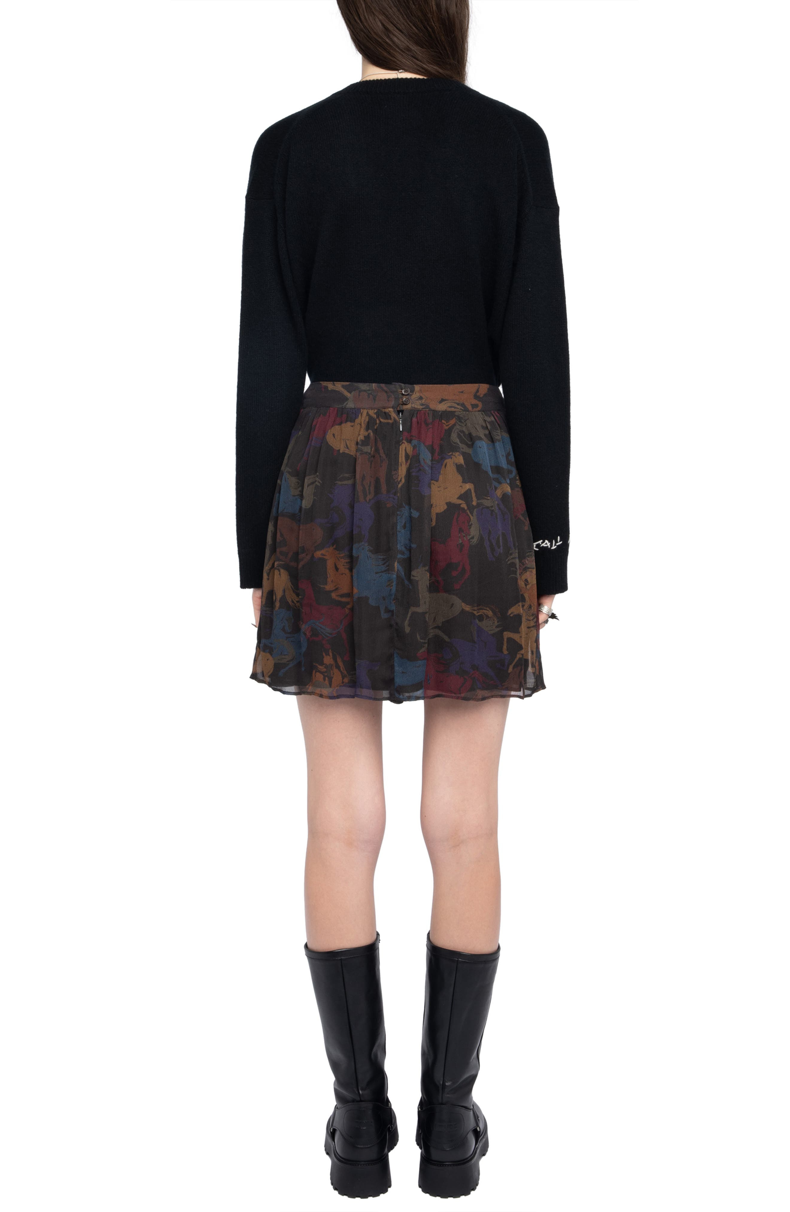 Zadig & Voltaire Jadys Horse Print Miniskirt in Dark Chocolate at Nordstrom - 6