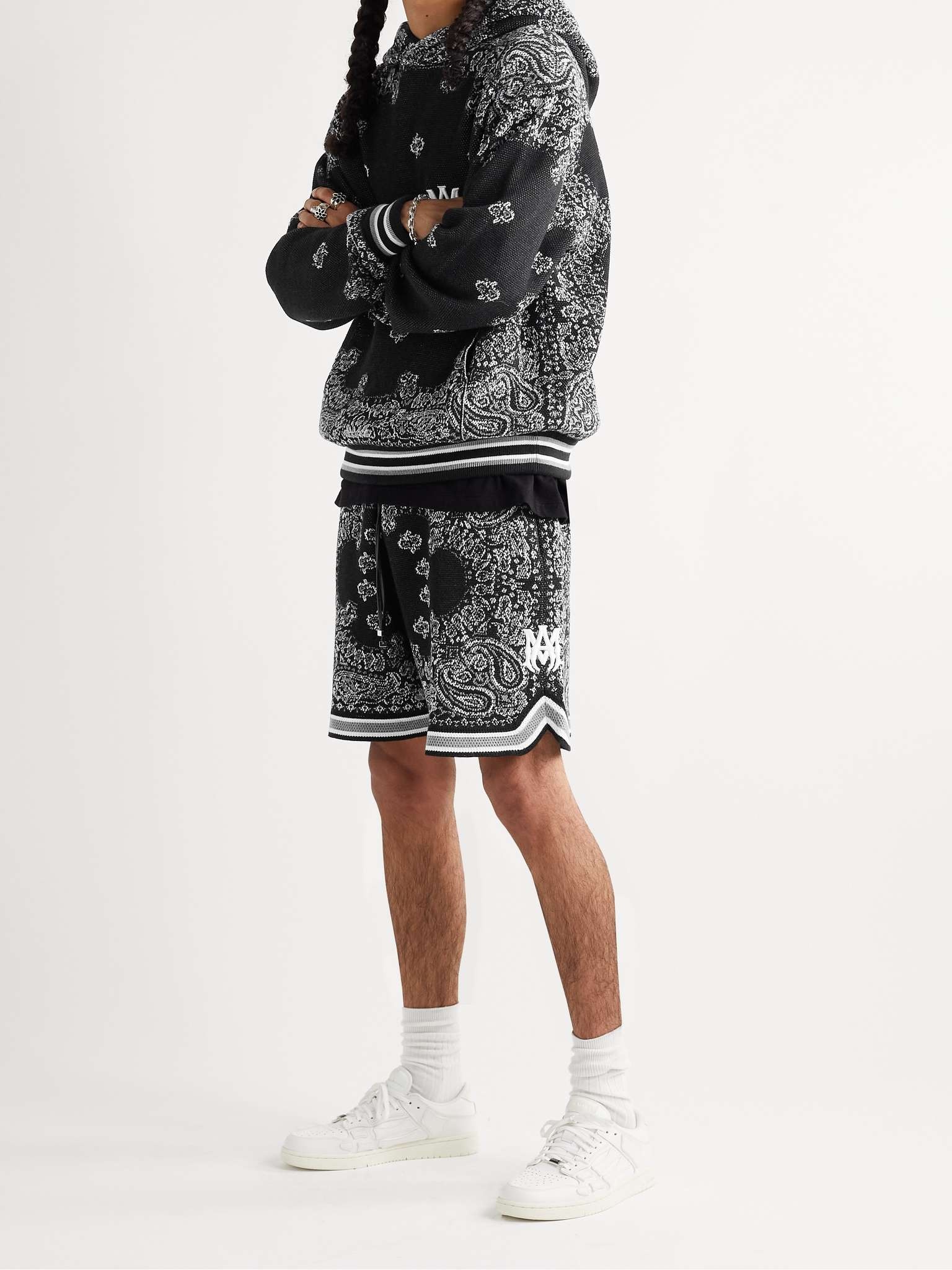 Bandana-Jacquard Cotton and Cashmere-Blend Drawstring Shorts - 2