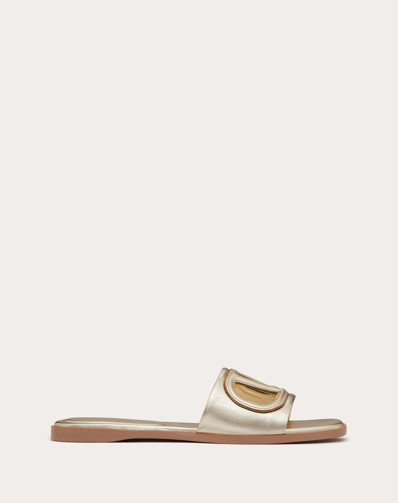 VLOGO CUT-OUT 라미네이트 NAPPA LEATHER SLIDE SANDAL - 1