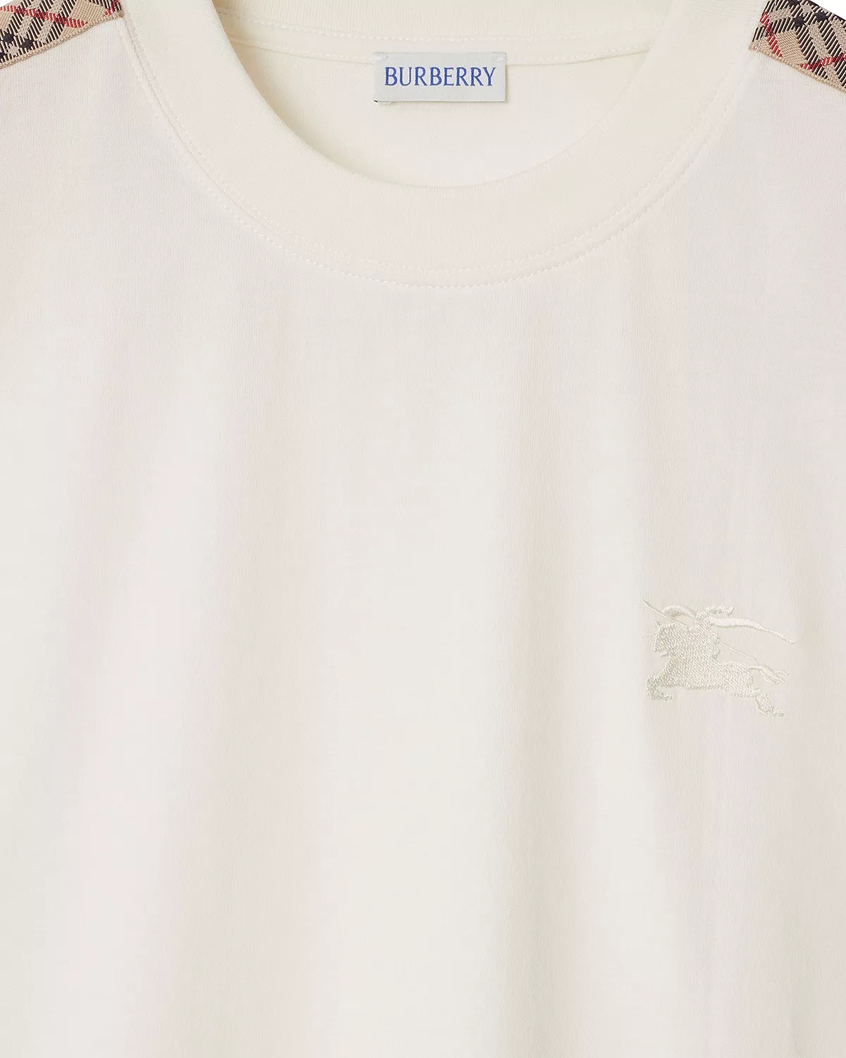 Check Trim Cotton Tee - 5