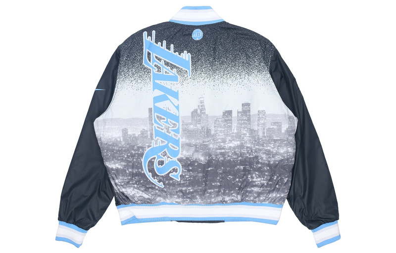 Nike Nike NBA Courtside Los Angeles Lakers Woven Casual Sports baseball uniform Jacket Black CN1441-010 outlook
