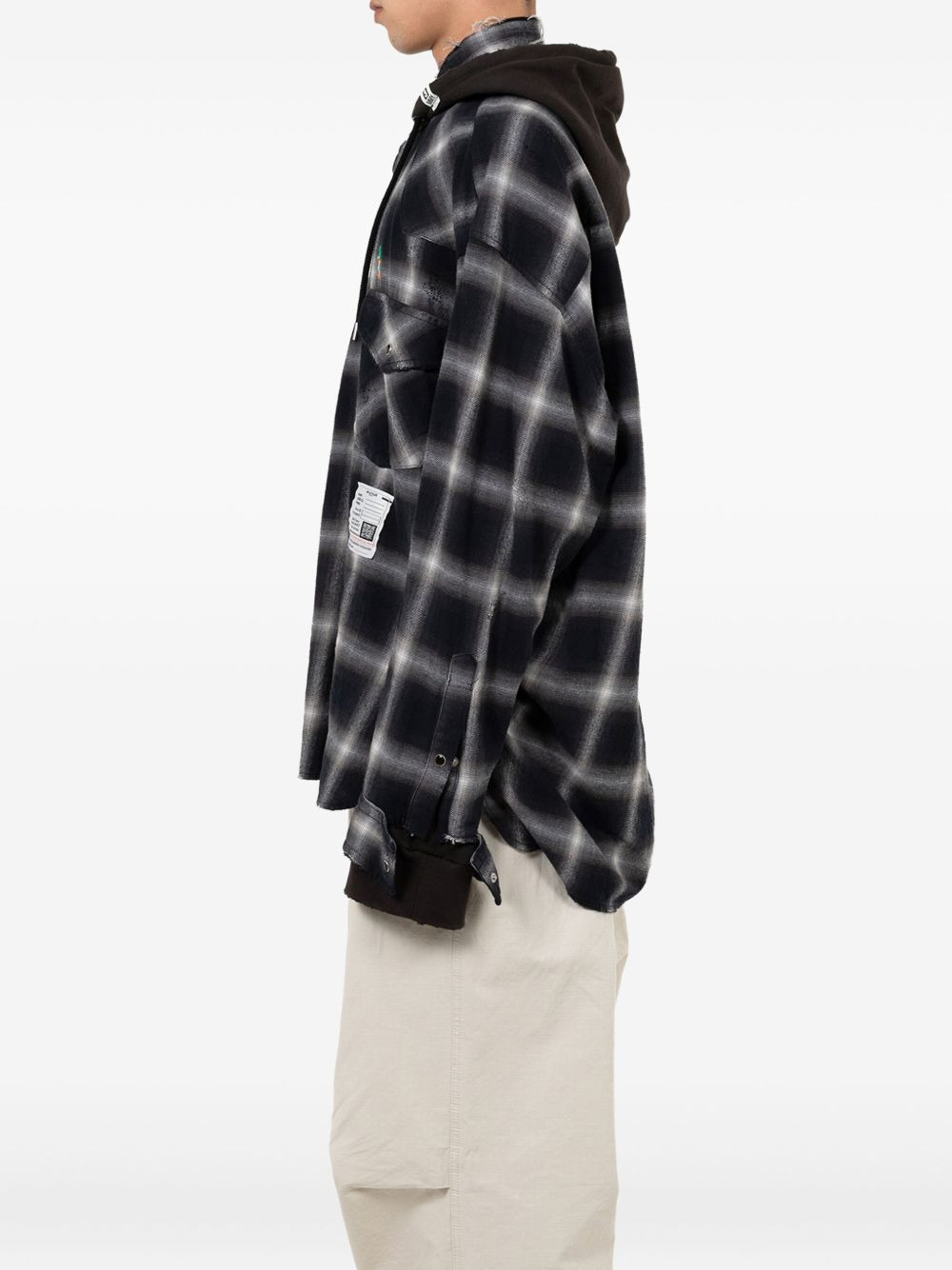 hooded plaid shirt - 3