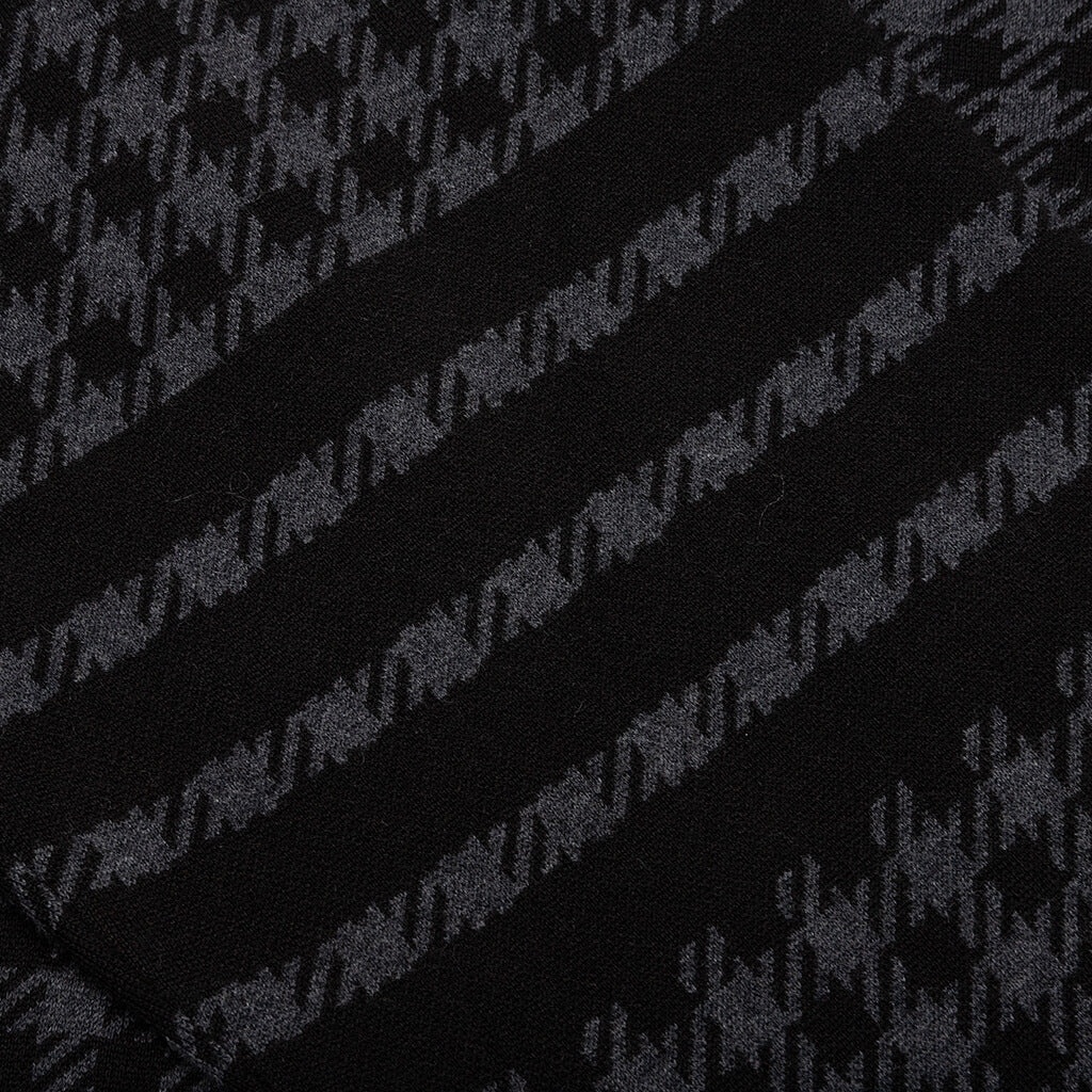 THOM BROWNE COTTON GUNCLUB CHECK JACQUARD 4-BAR ZIP HOODIE - BLACK - 4