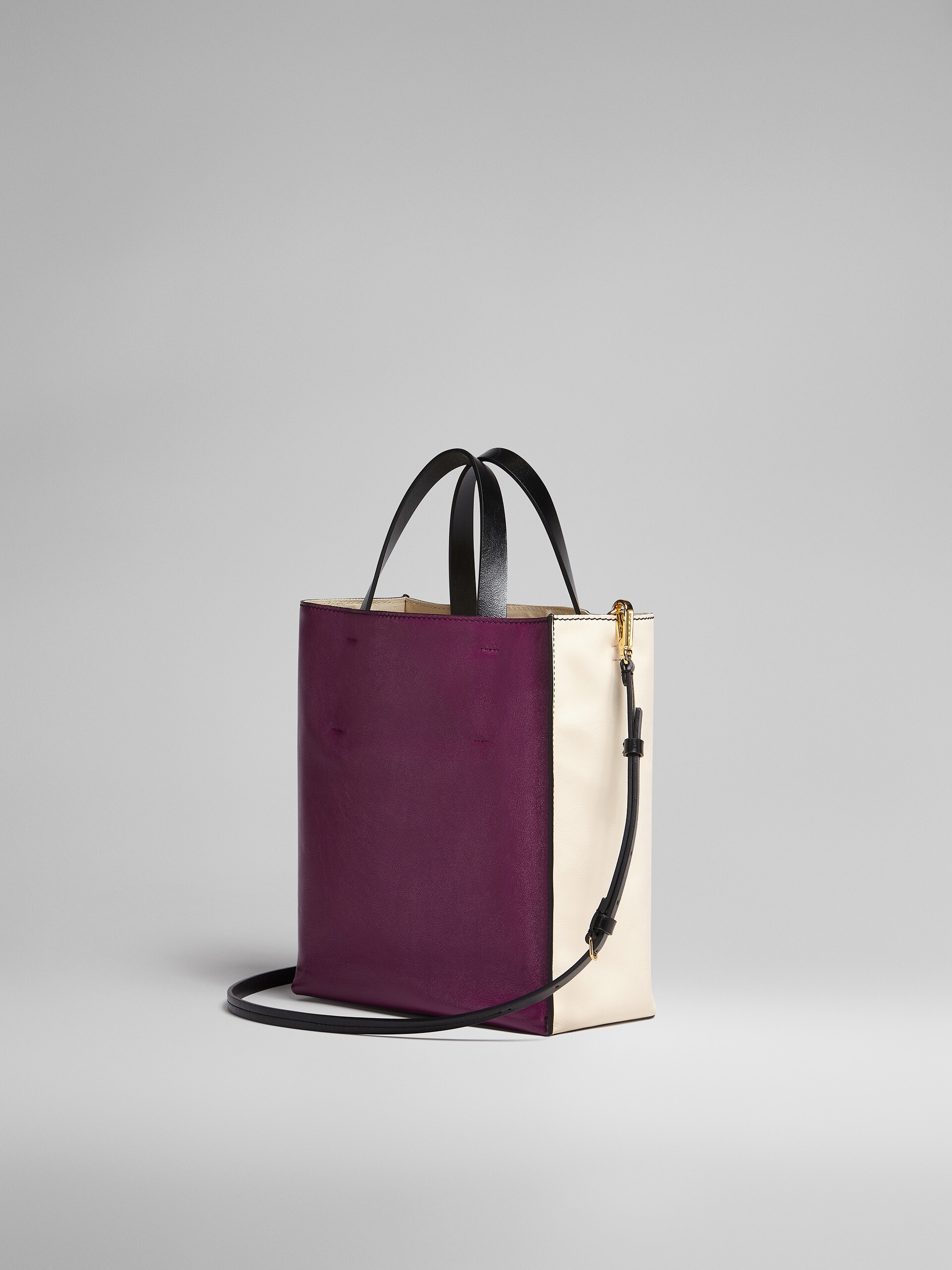 MUSEO SOFT SMALL BAG IN WHITE AND PURPLE LEATHER - 3