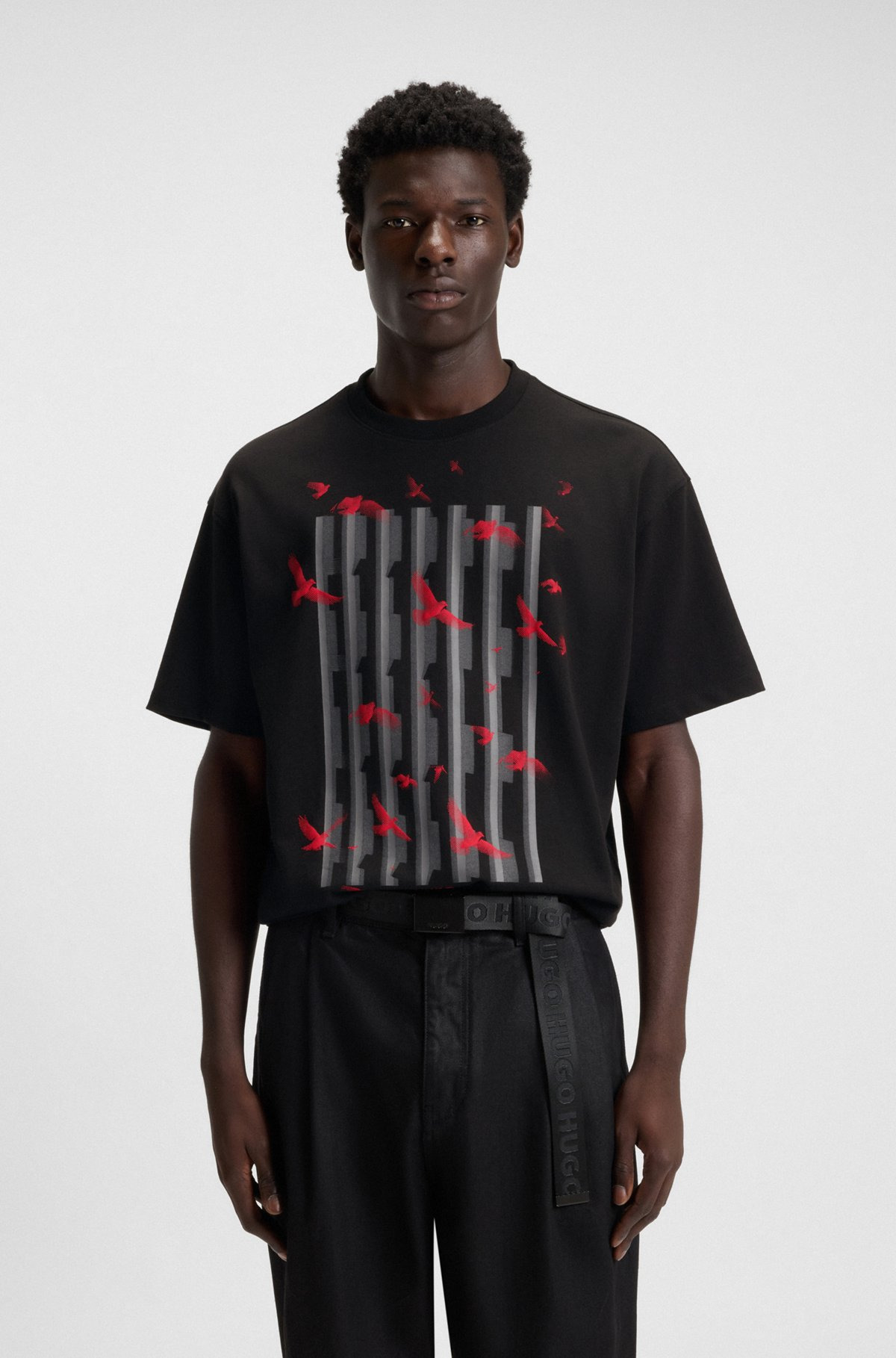 COTTON-JERSEY T-SHIRT WITH BIRD ARTWORK - 2