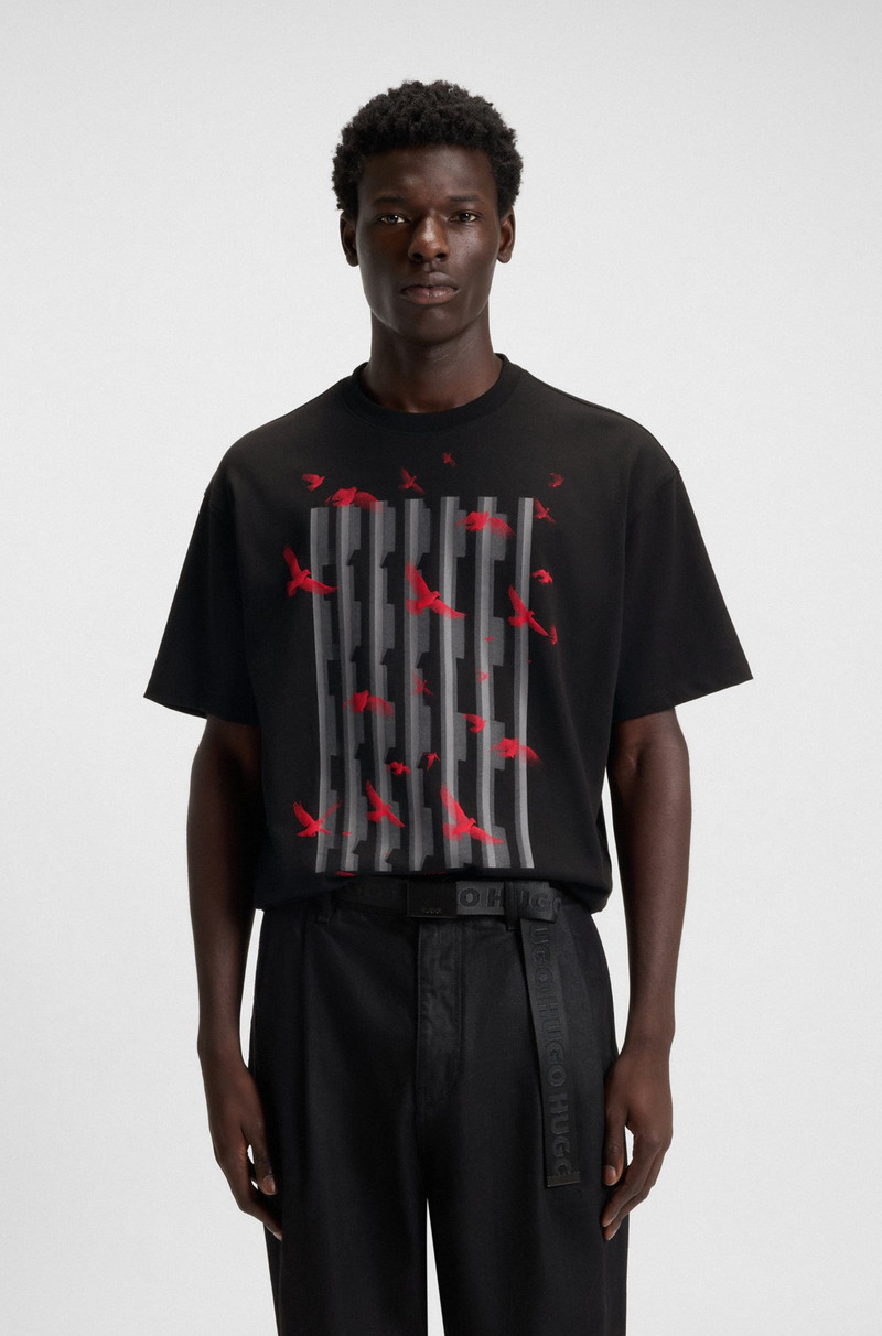 COTTON-JERSEY T-SHIRT WITH BIRD ARTWORK 2