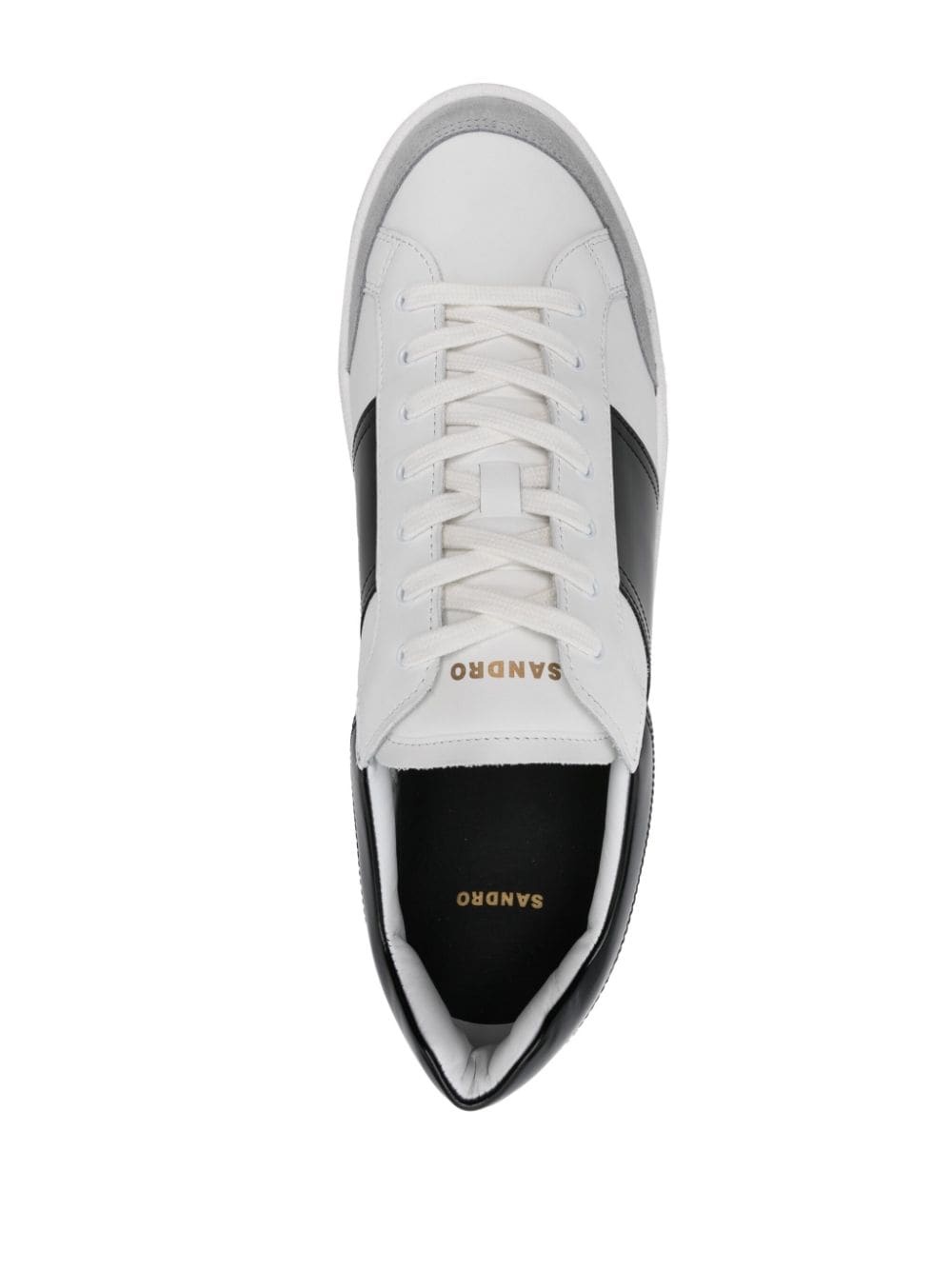 panelled leather sneakers - 4