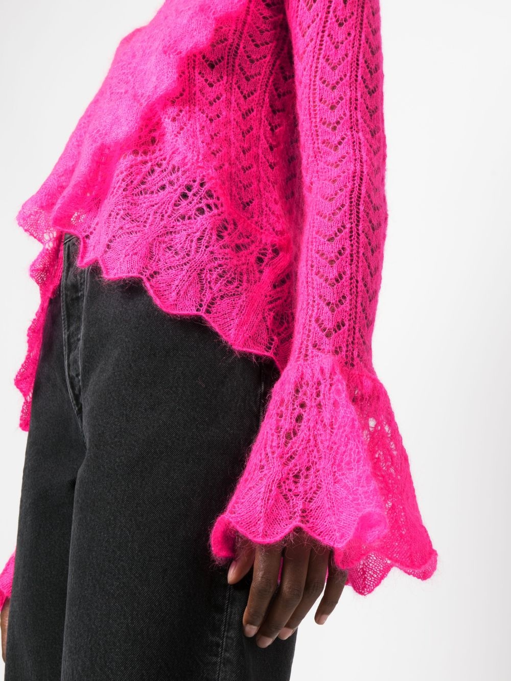 crochet-knit long-sleeve cardigan - 5