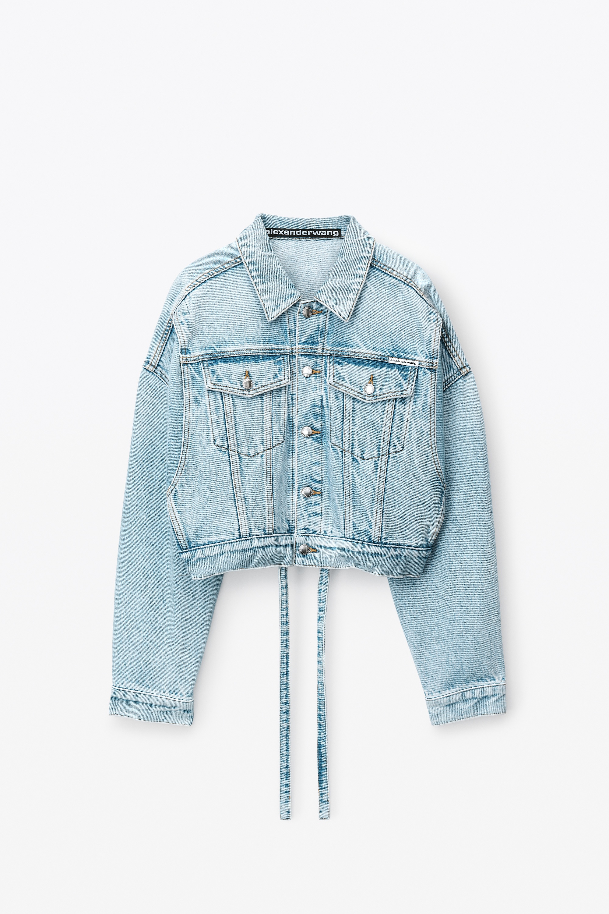 cinch hem trucker jacket in denim - 1