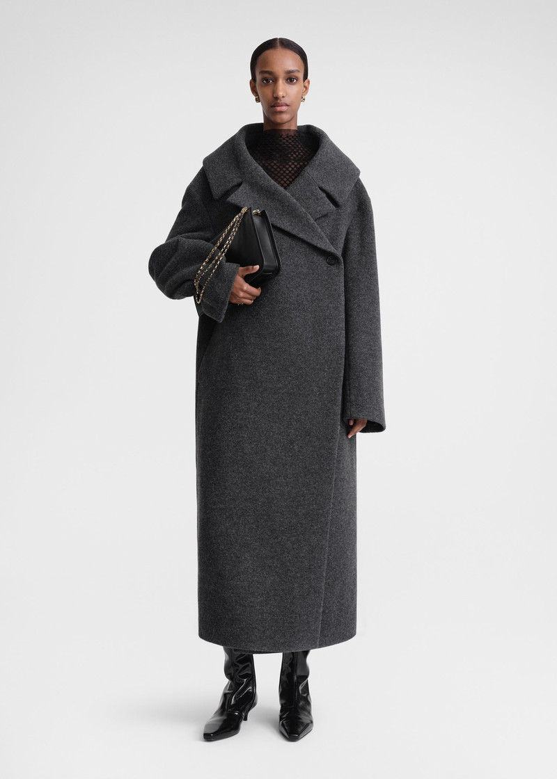 Totême Felt wrap coat dark grey melange outlook