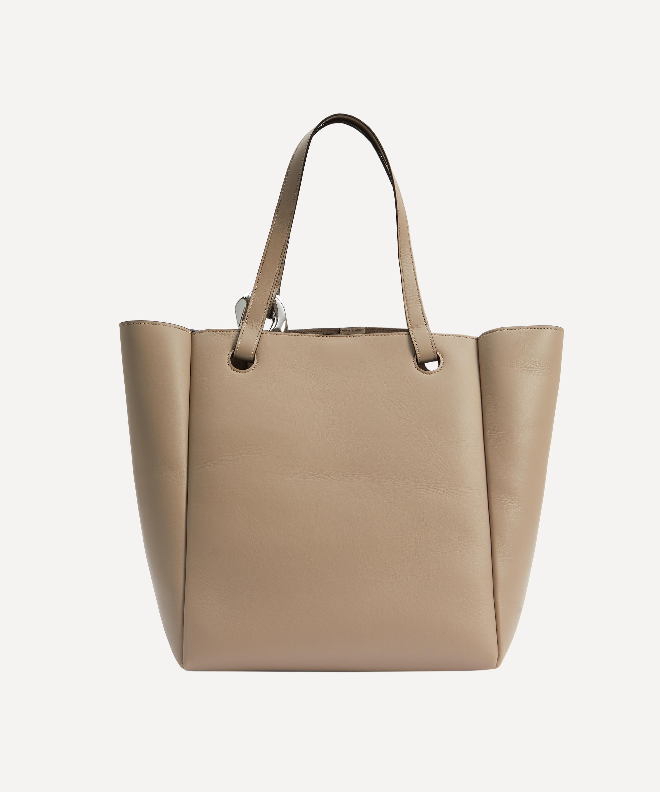 Corner Taupe Leather Tote Bag - 3