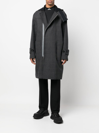 sacai off-centre zip-fastening coat outlook