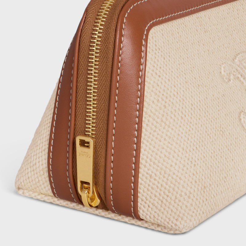 SMALL COSMETIC POUCH IN TEXTILE WITH TRIOMPHE AND CALFSKIN 4