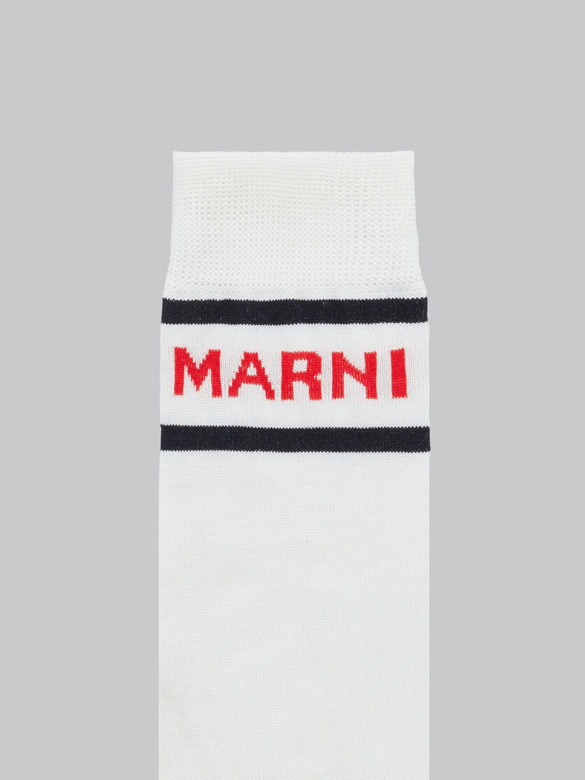 WHITE COTTON SOCKS WITH LOGO CUFFS - 3
