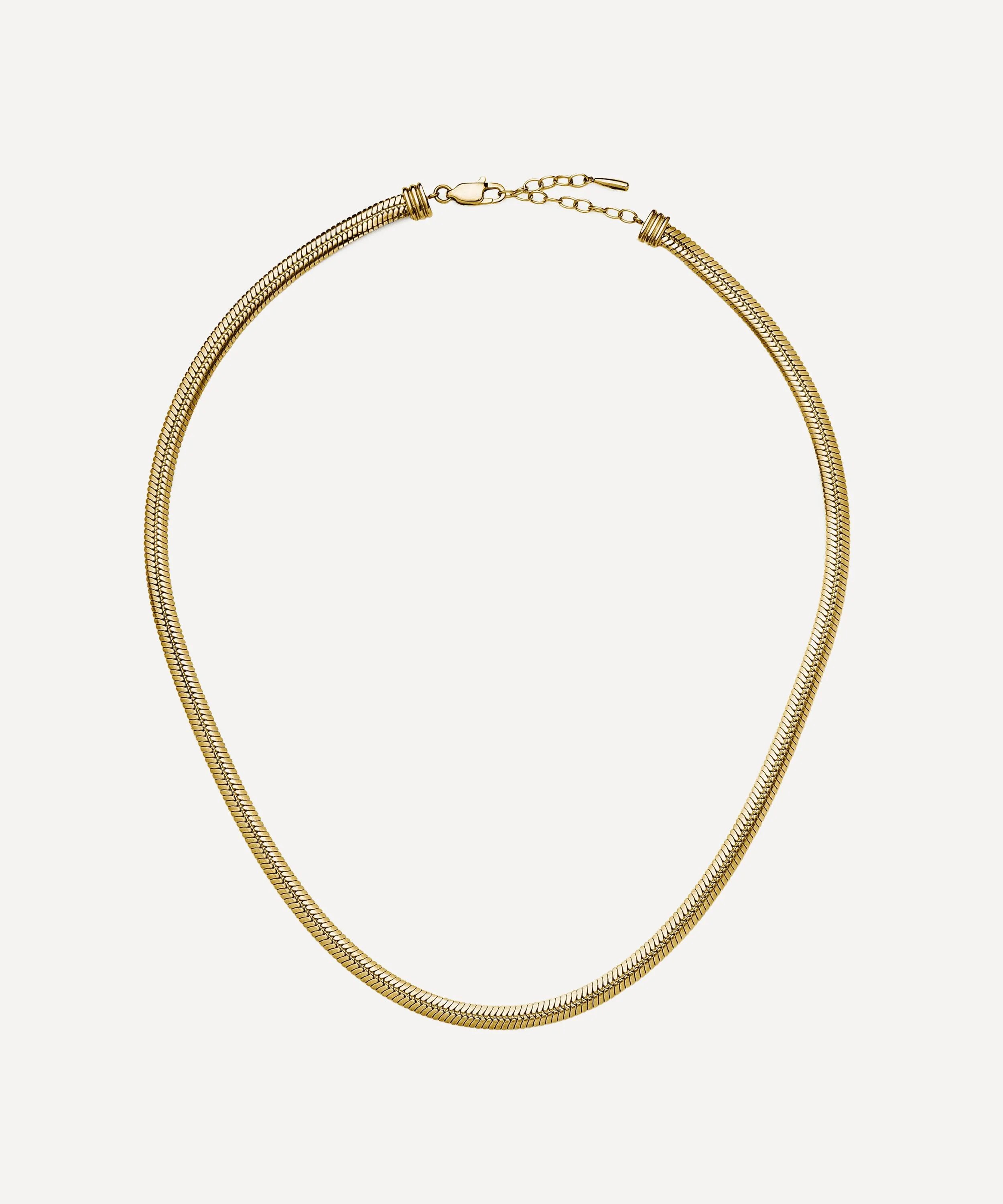 18ct Gold-Plated Wide Snake Chain Necklace - 1