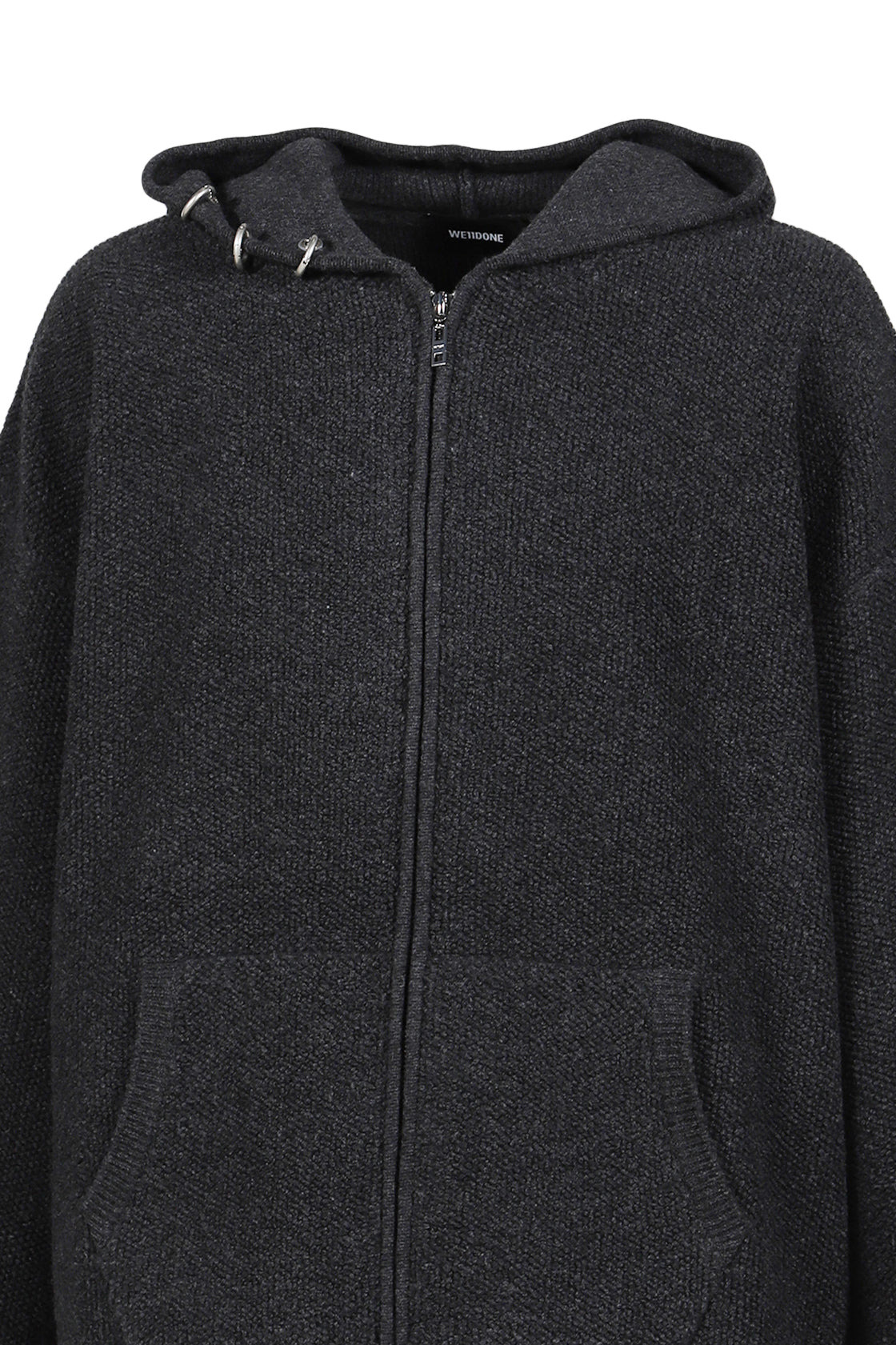 CHARCOAL MENS BOUCLE HOODIE ZIP-UP / CHA - 4