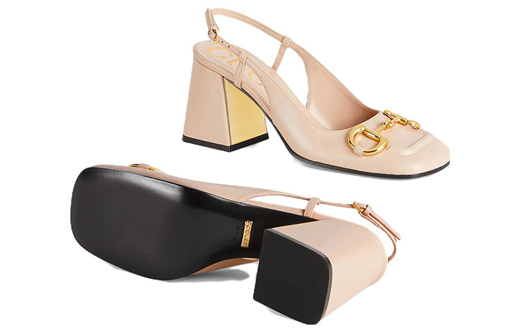 (WMNS) Gucci Horsebit Mid Heel Slingback 'Neutral' 643892-C9D00-6705 - 5
