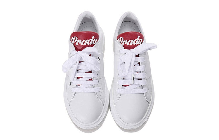 (WMNS) PRADA Leather Platform Sneakers 'White with Red Tongue' 1E368L_3KWG_F0970_F_045 - 4