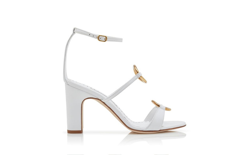 White Calf Leather Ankle Strap Sandals 1